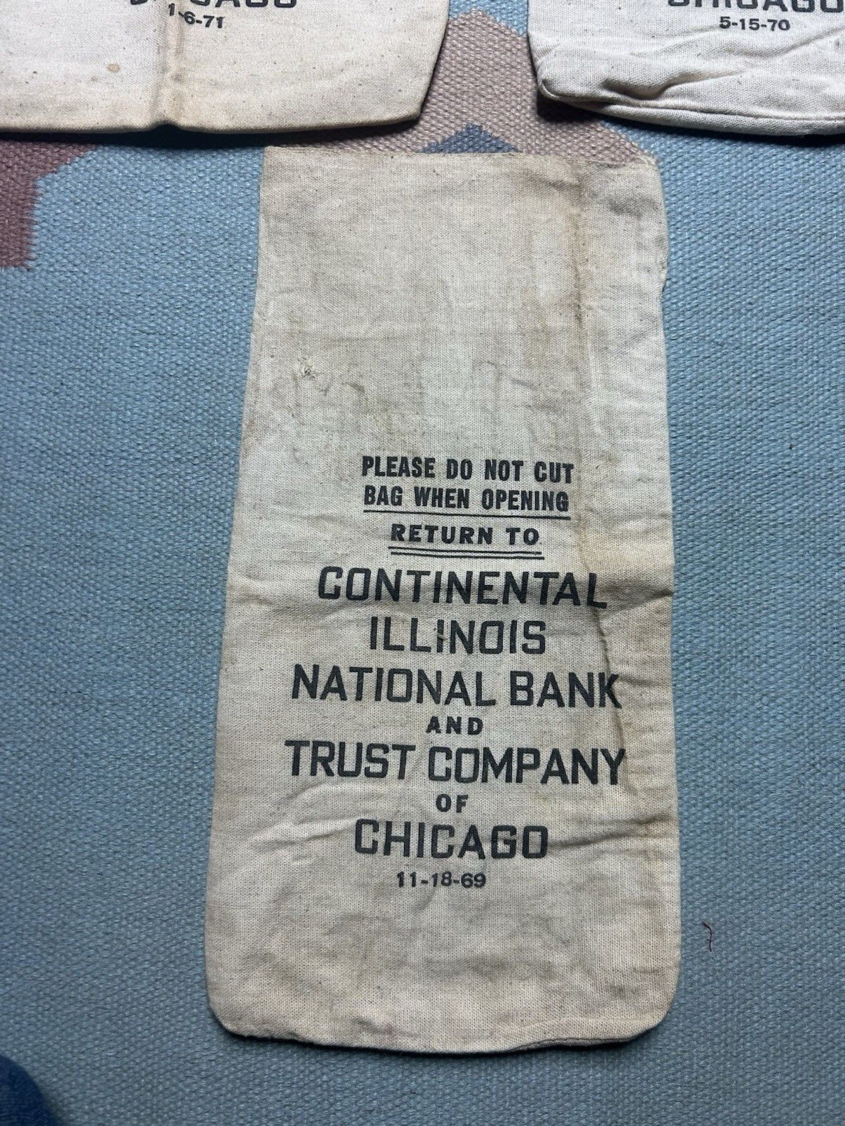 Vintage Lot of 3 Vtg canvas bank money bag Illinois bank of Chicago Size ONE SIZE - 2 Thumbnail