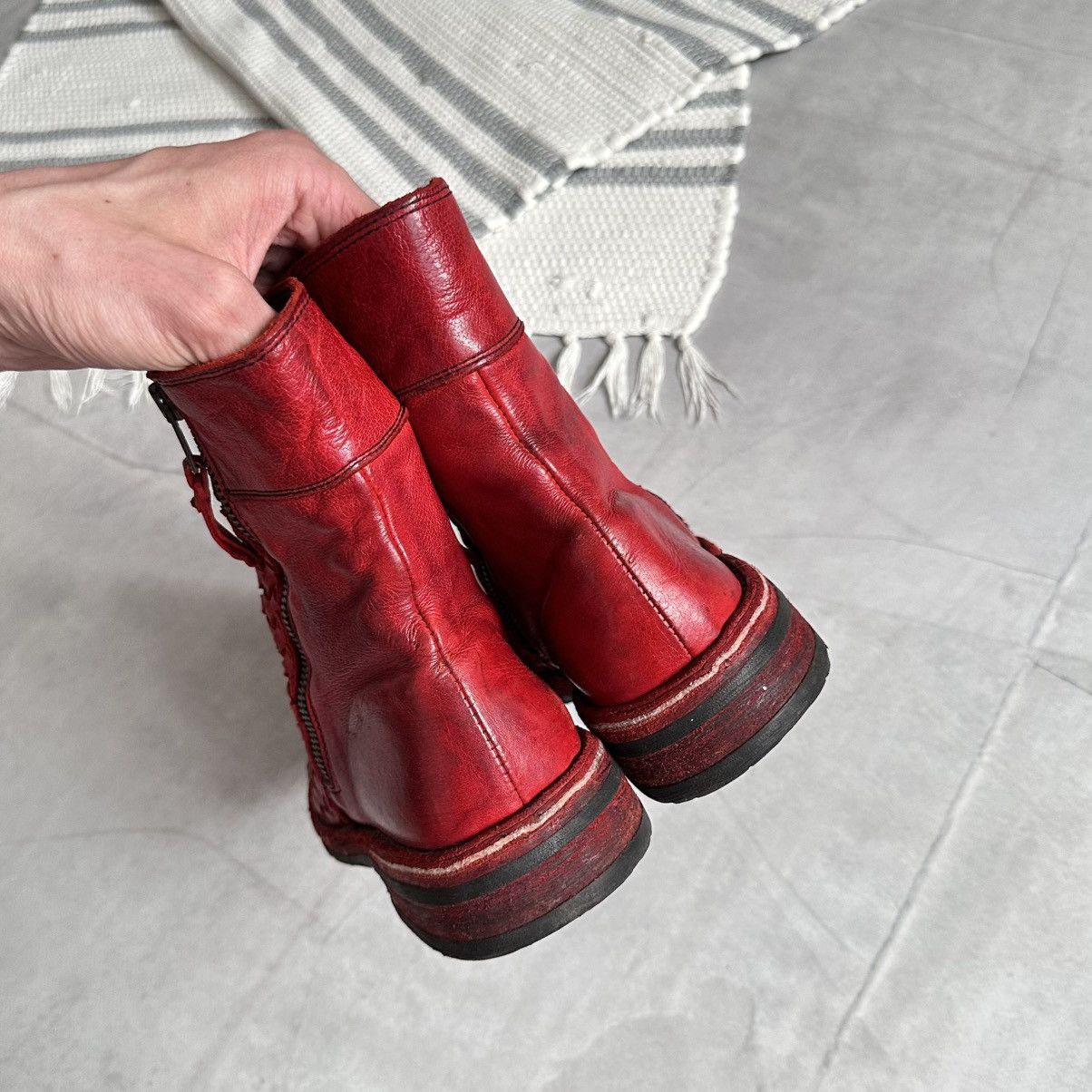 The Last Conspiracy 00s Bubetti Woven Leather Boots Bikkembergs A1923 Style Size US 8.5 / IT 38.5 - 8 Thumbnail