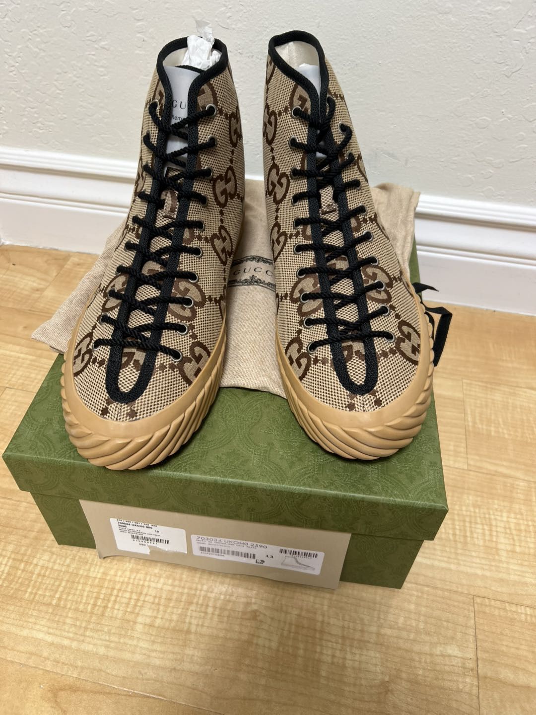 Gucci Gucci Maxi GG High Top Beige Ebony Size US 13 / EU 46 - 1 Thumbnail