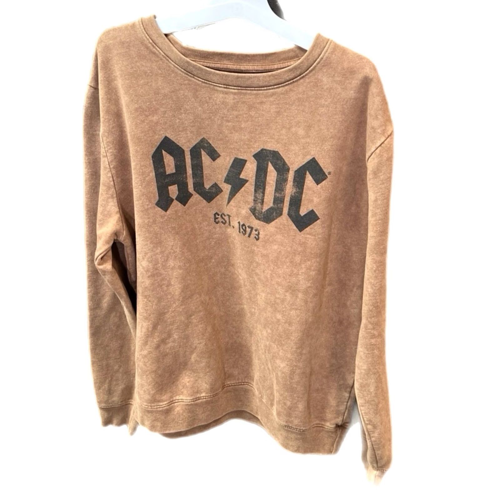 Logo 7 AC/DC Sweatshirt Mens M Brown Crewneck Fleece Graphic Band Logo Rock Pullover Size US M / EU 48-50 / 2 - 4 Thumbnail