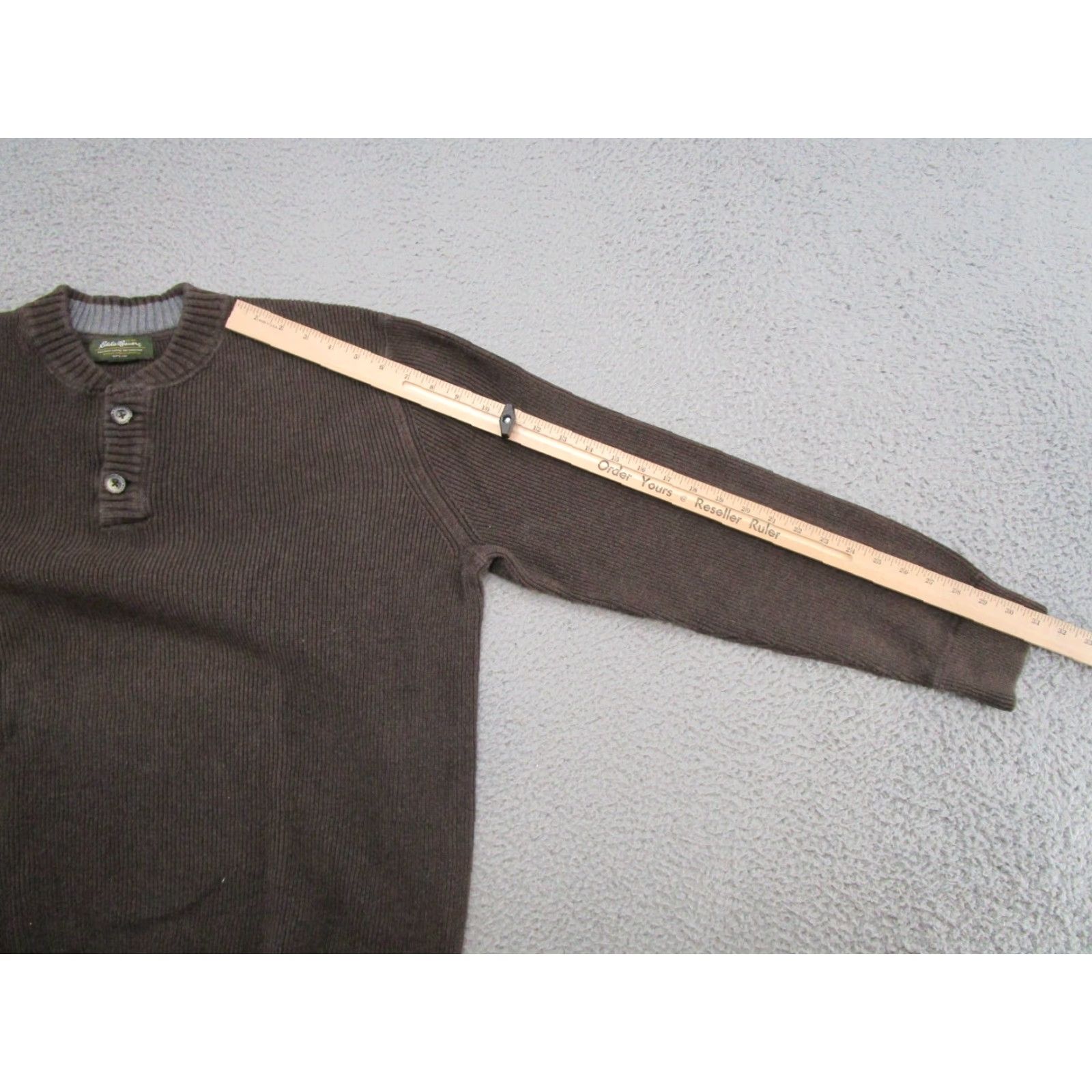 Eddie Bauer VINTAGE Eddie Bauer Mens Sweater 100% Cotton Brown Hip Long Henley Ribbed Knit XL Tall Size Size US XL / EU 56 / 4 - 7 Thumbnail