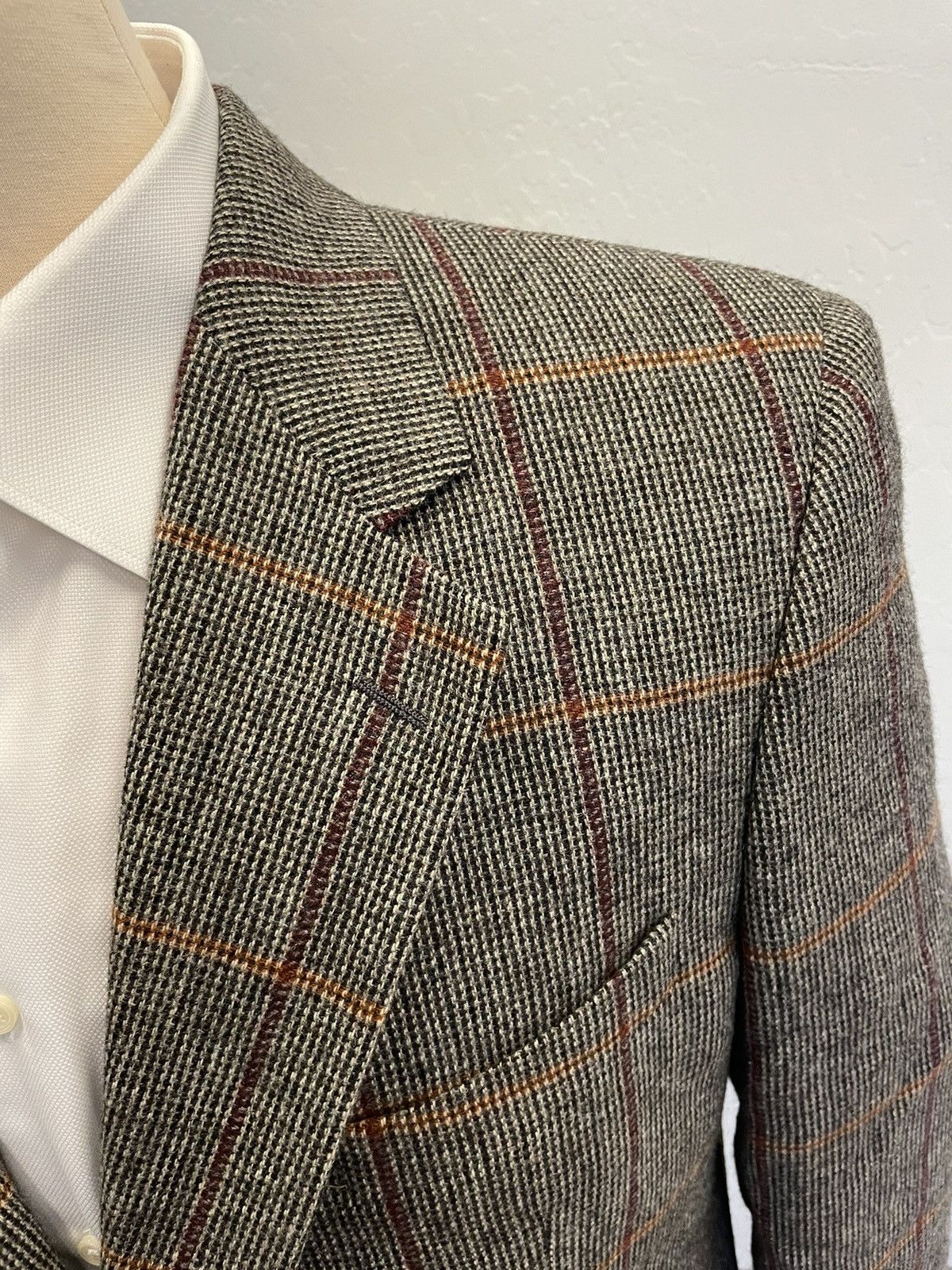 Aquascutum × Vintage Vintage Windowpane Check Wool Tweed Jacket Size 42R - 2 Thumbnail