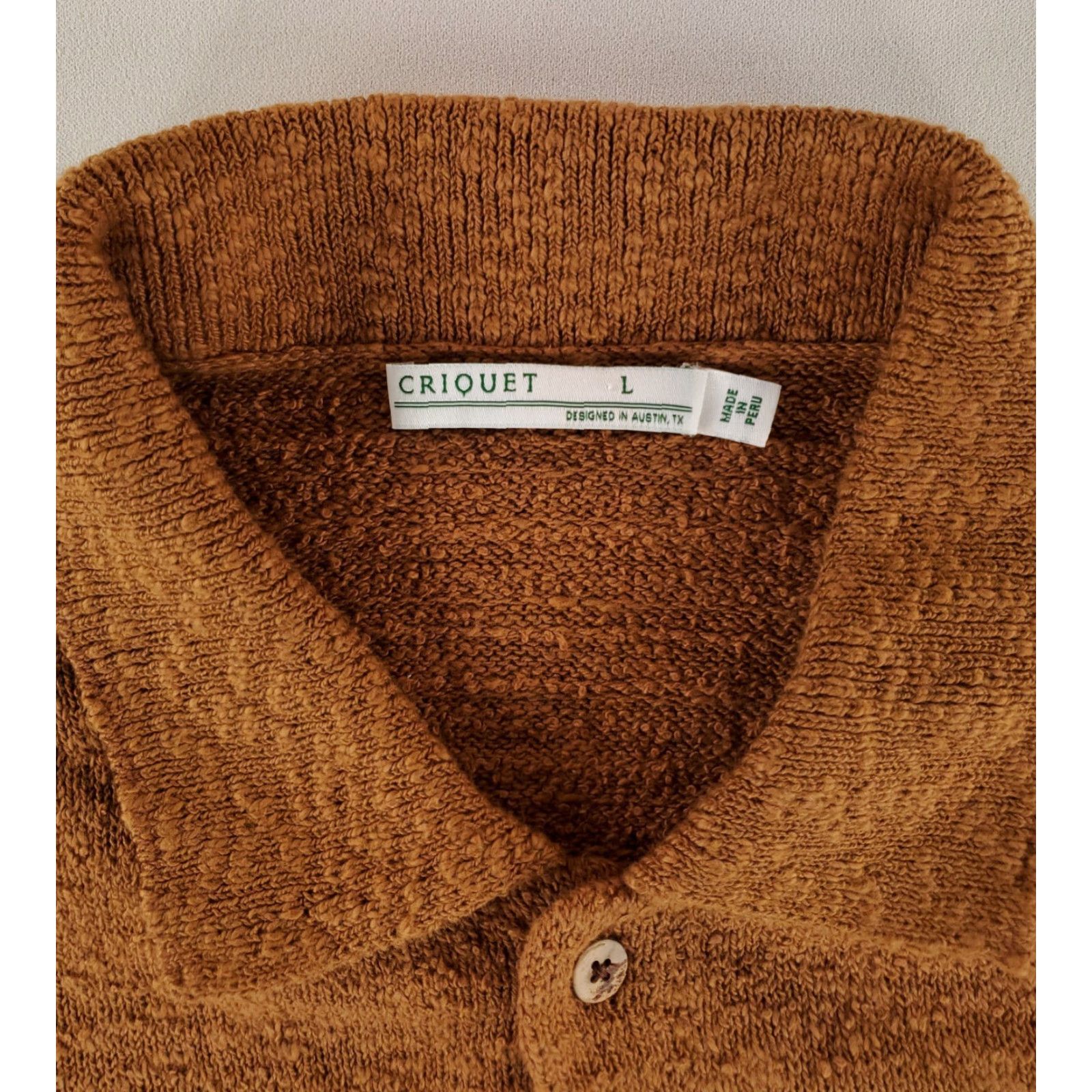 Vintage Criquet Shirt Mens L Short Sleeve Button Up Knit Textured Brown Size US L / EU 52-54 / 3 - 2 Thumbnail