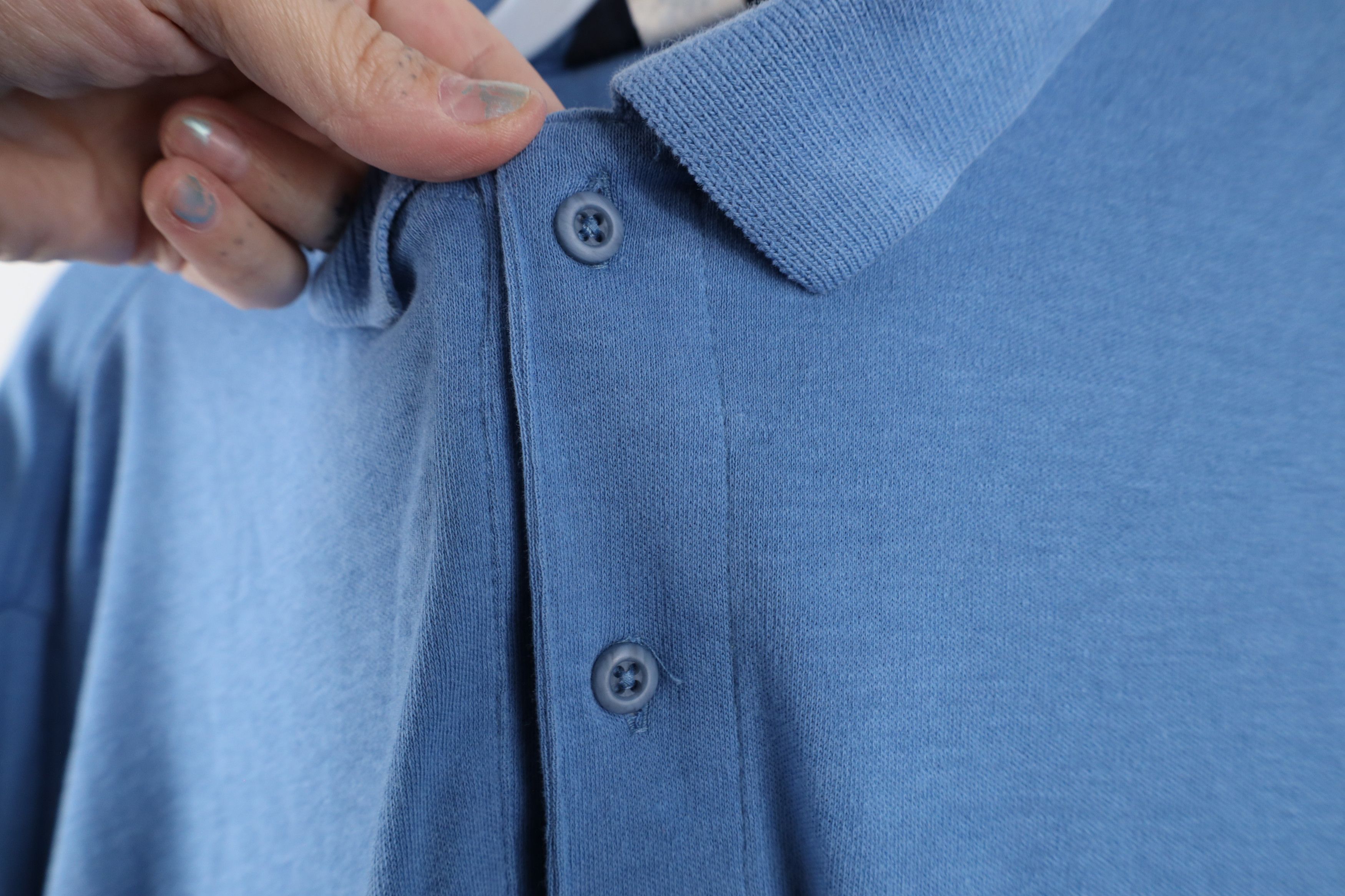Lands' End × Vintage Vintage 90s Lands End Touch Long Sleeve Polo Shirt Blue USA Size US L / EU 52-54 / 3 - 4 Thumbnail