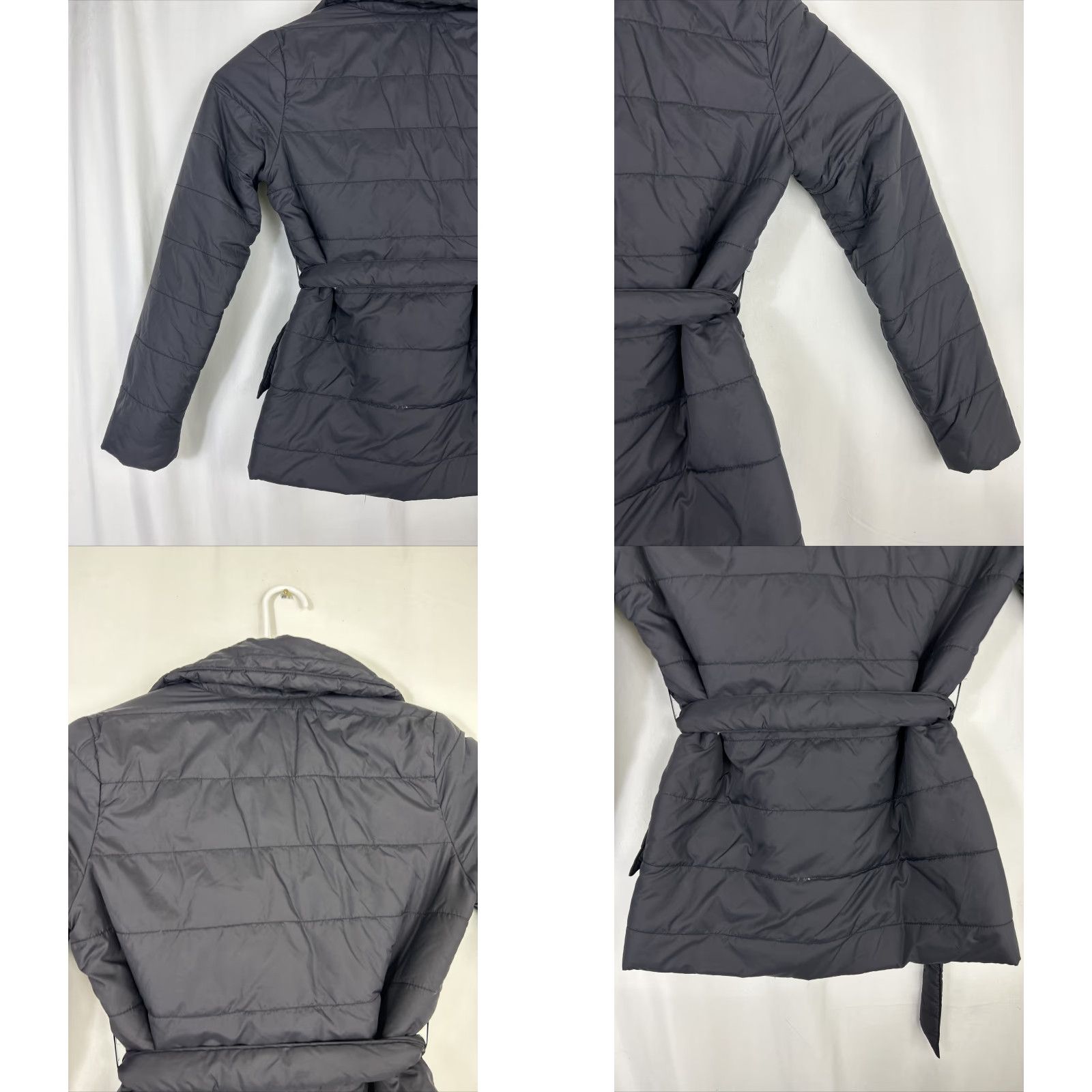 Obey OBEY Womens Medium Black Jacket Half Zip Button Belted Puffer Faux Sherpa Size M / US 6-8 / IT 42-44 - 9 Thumbnail