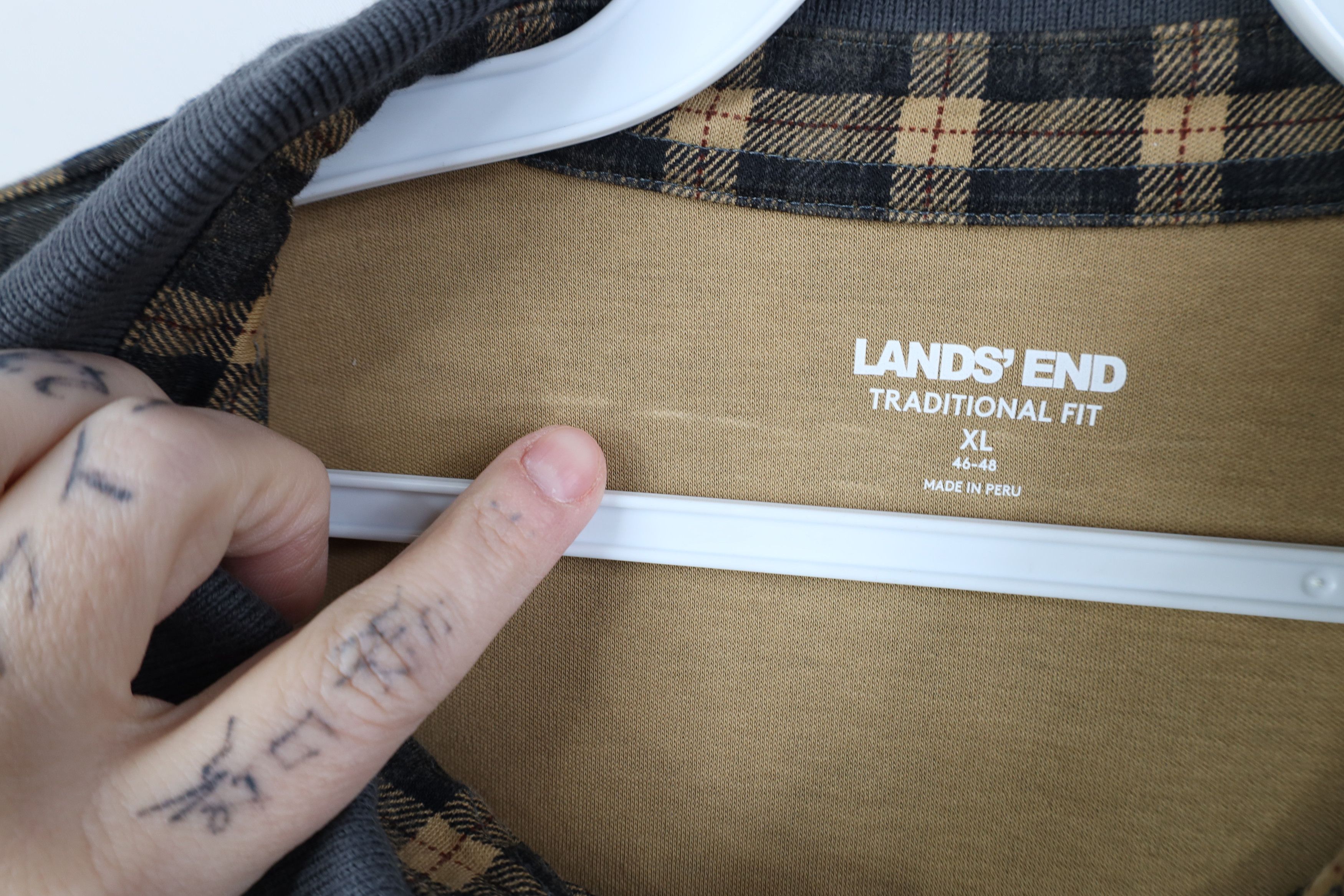 Lands' End Vintage Y2K Lands End Long Sleeve Polo Shirt Plaid Cotton Size US XL / EU 56 / 4 - 6 Thumbnail