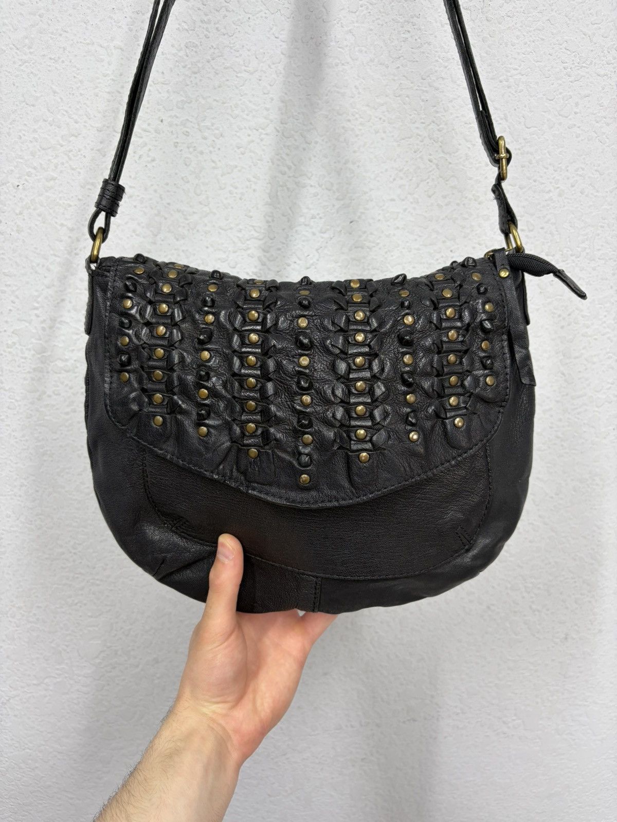 KMRii Vintage Studded Leather Shoulder Bag Y2K Punk Grunge Archive Size ONE SIZE - 2 Thumbnail