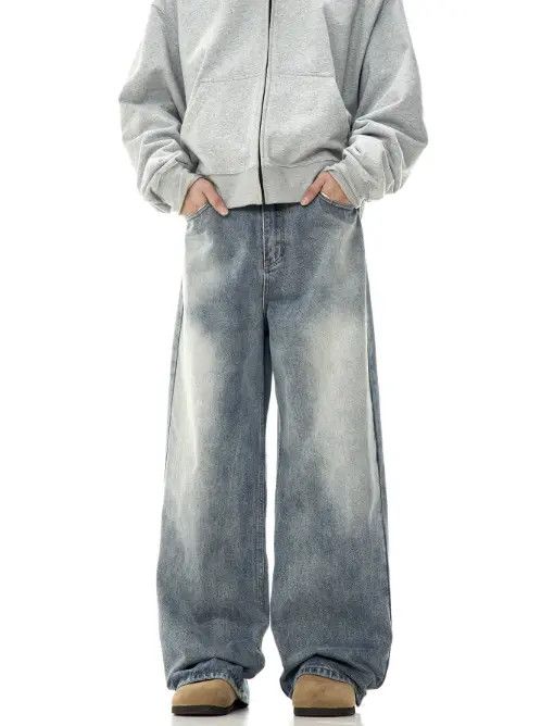 Japanese Brand × Jean American retro washed wide-leg simple loose men's jeans Size US 32 / EU 48 - 1 Thumbnail