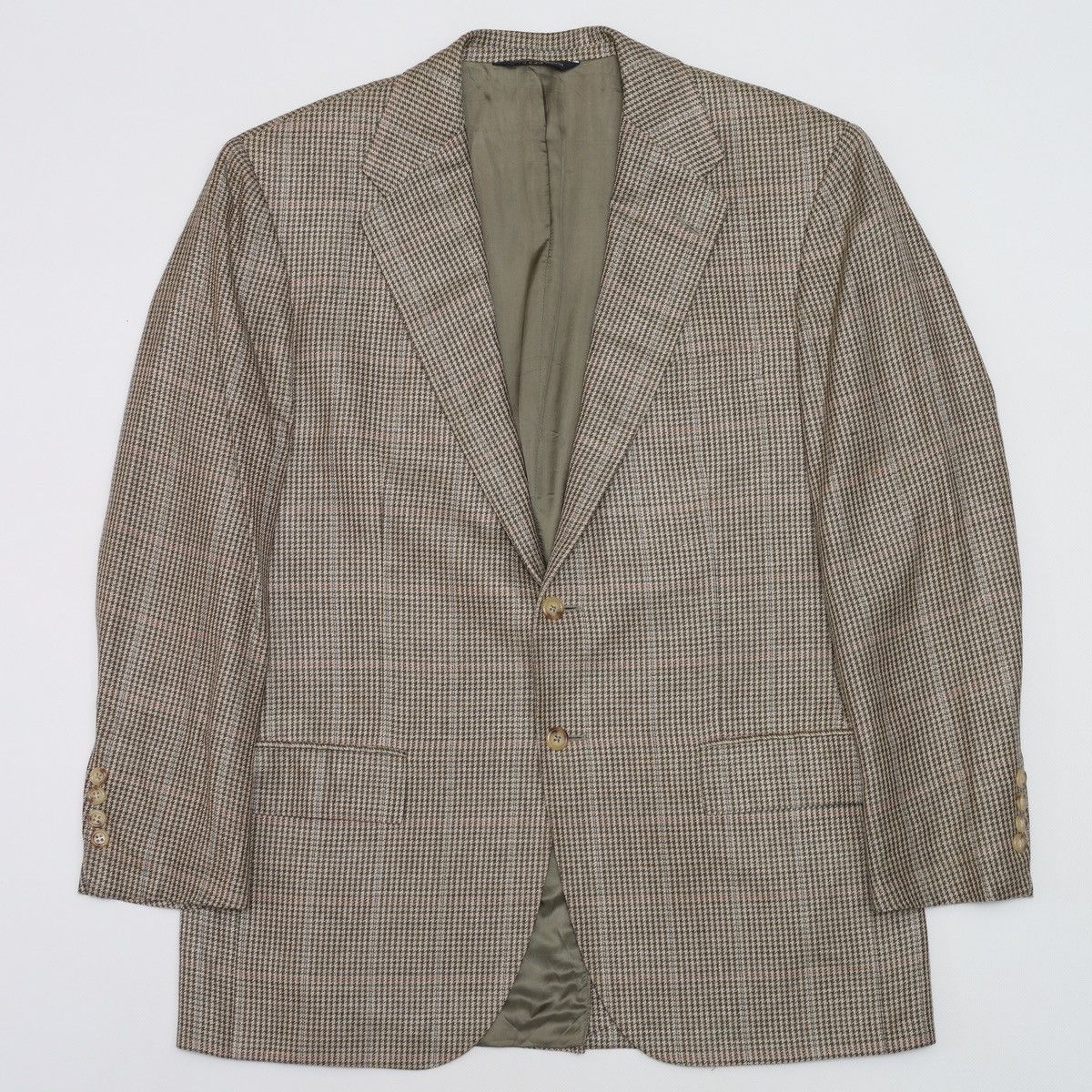 Polo Ralph Lauren Polo Ralph Lauren Vintage Houndstooth Blazer Silk Flax Wool Size 42R - 1 Thumbnail