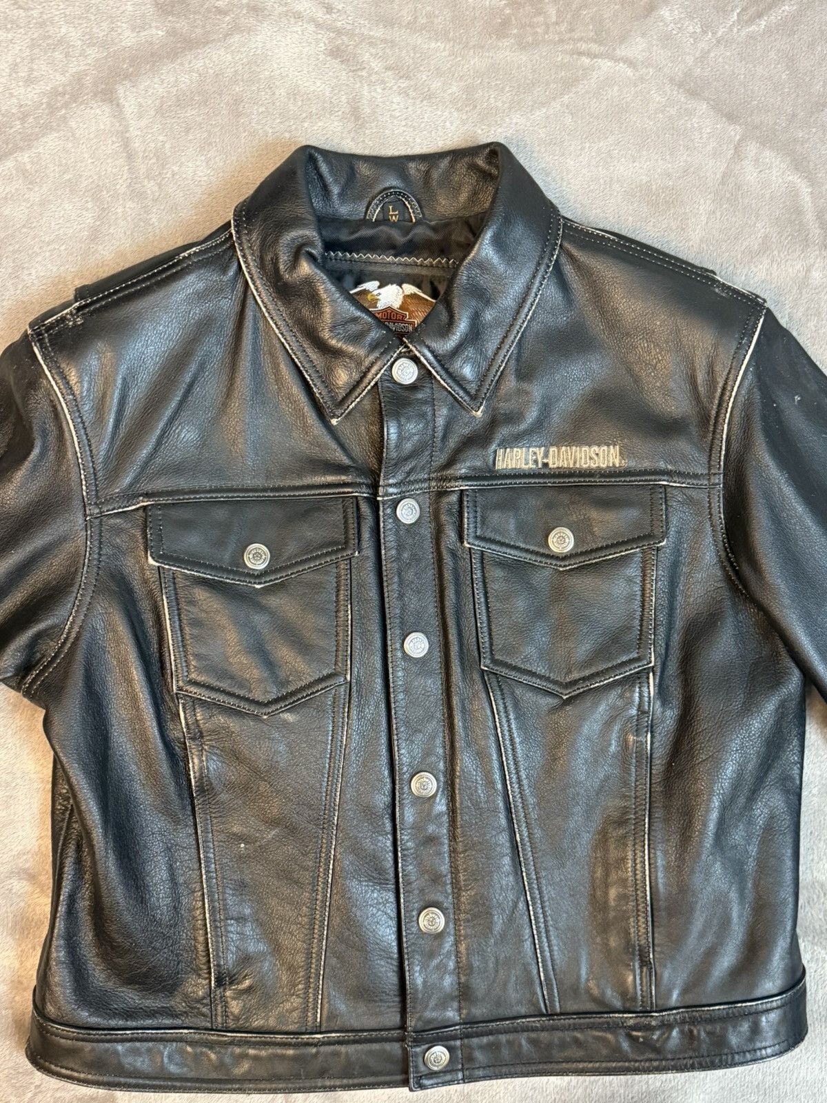 Harley Davidson Woman’s Harley Davidson Trucker/Motoclcle Jacket Blk Lg VTG Size L / US 10 / IT 46 - 4 Thumbnail