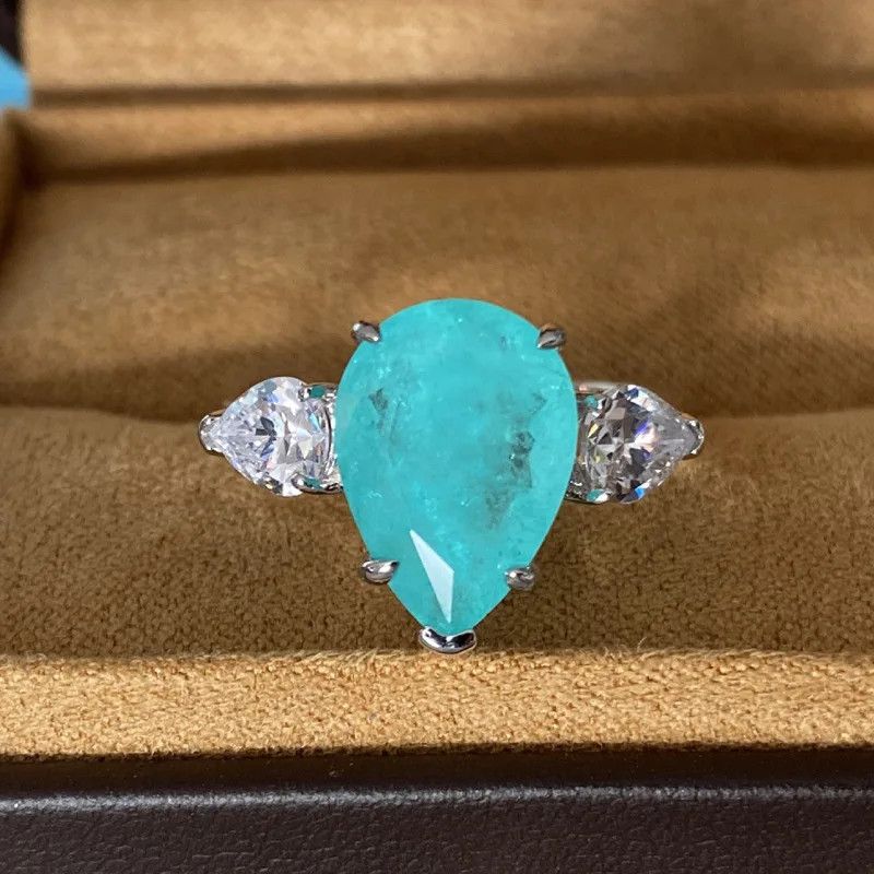 Jewelry Paraiba Geometric Drop Gemstone Ring Size ONE SIZE - 3 Thumbnail