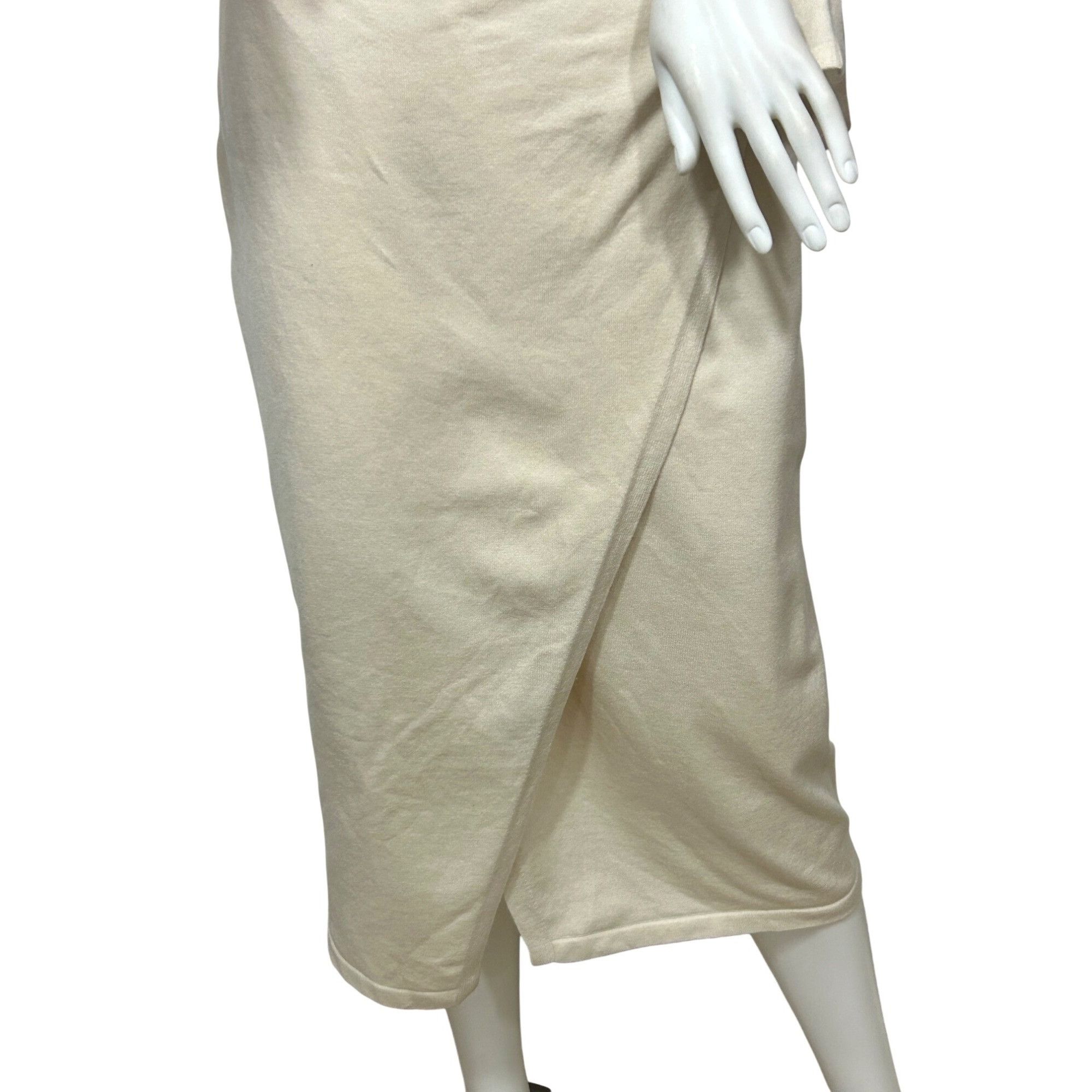Express Express Wrap Dress M Beige Midi V-Neck Cap Sleeve Pull On St Size M / US 6-8 / IT 42-44 - 3 Thumbnail
