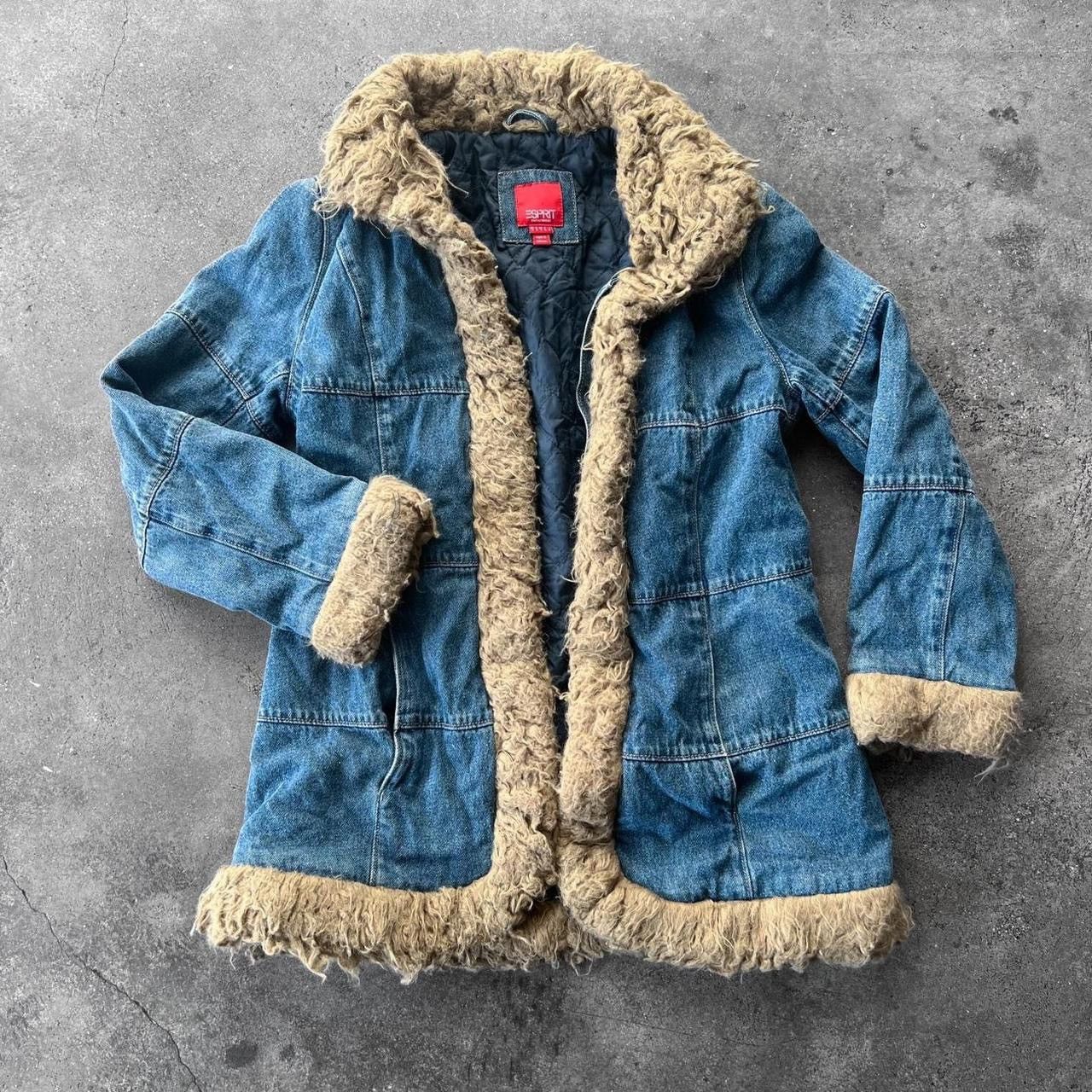 Esprit × Vintage DENIM&FUR_JACKET Size S / US 4 / IT 40 - 2 Thumbnail