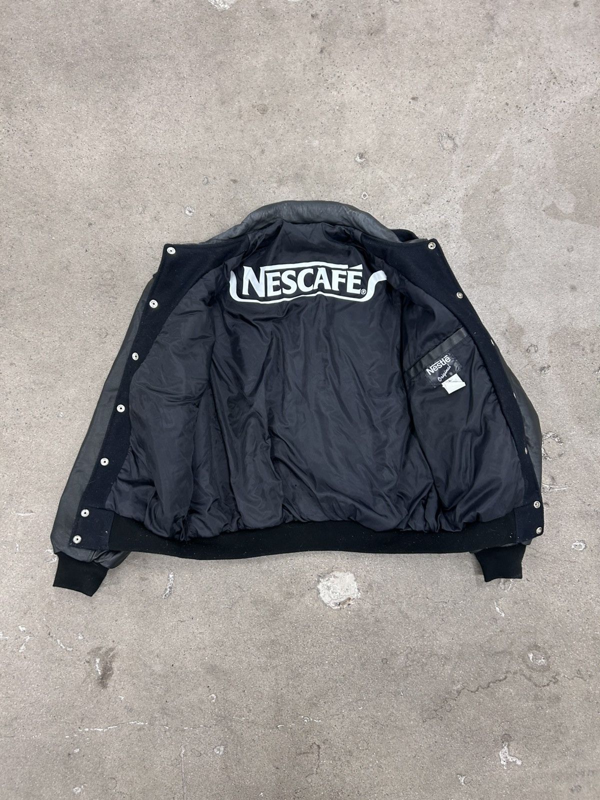 Vintage Vintage nestle nescafe wool lesther varsity bomber Size US L / EU 52-54 / 3 - 2 Thumbnail