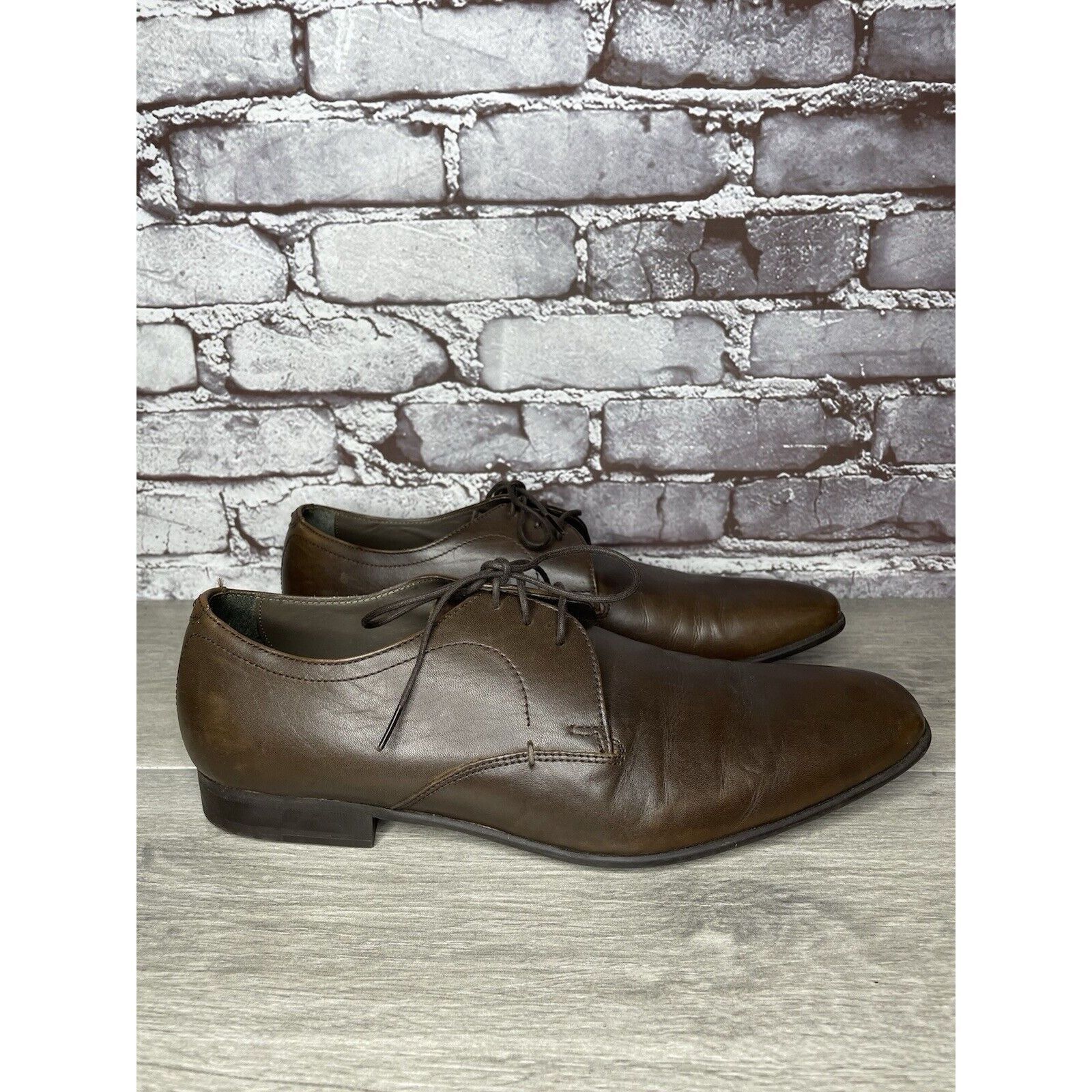 Zara Zara Man Brown Leather Derby Dress Oxfords Lace Up Shoes Men Size US 10 / EU 43 - 3 Thumbnail