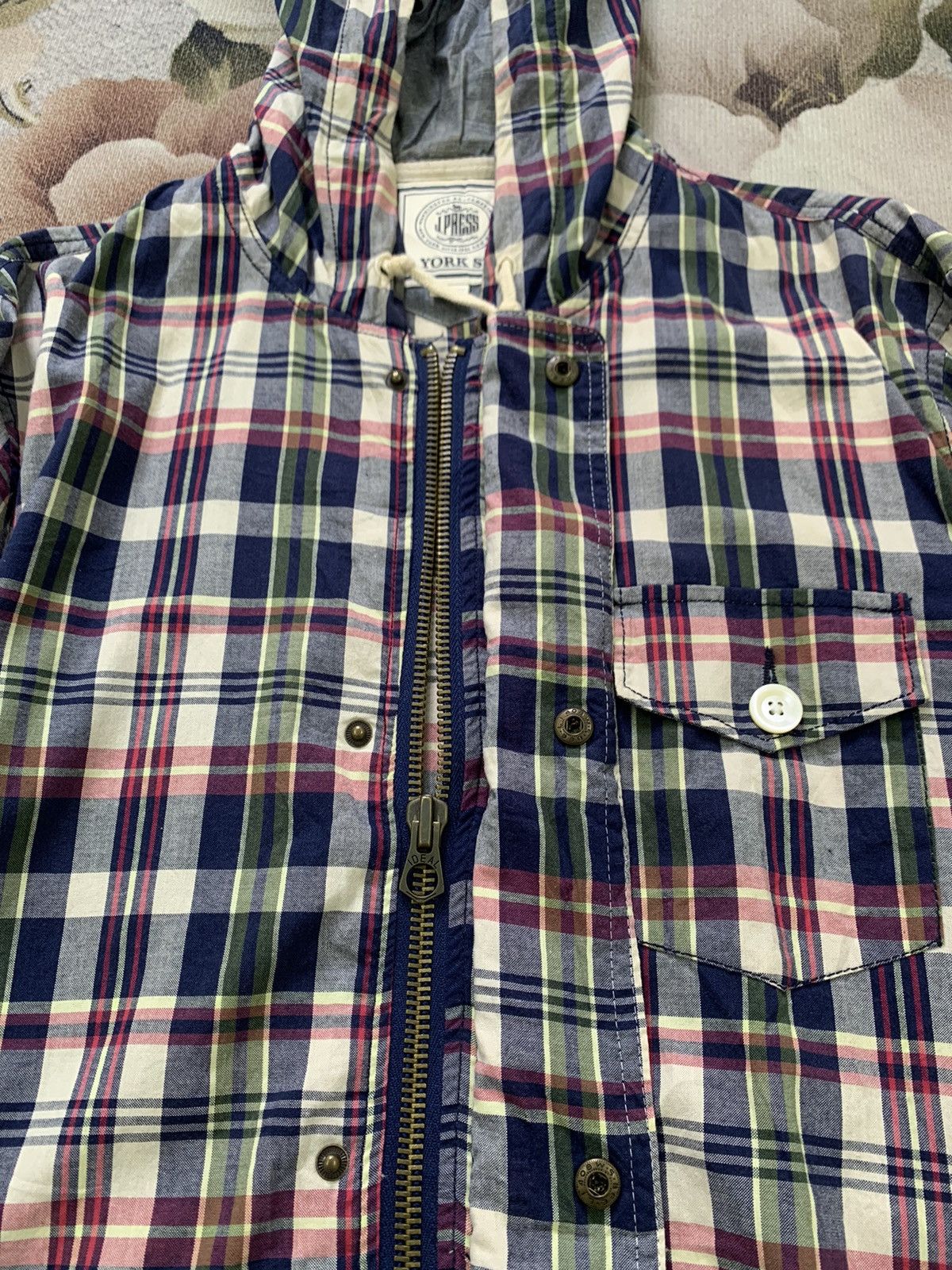 J. Press Vtg Nice Checkered J.Press Jacket Hooded Ideal Zipper Size US L / EU 52-54 / 3 - 11 Thumbnail