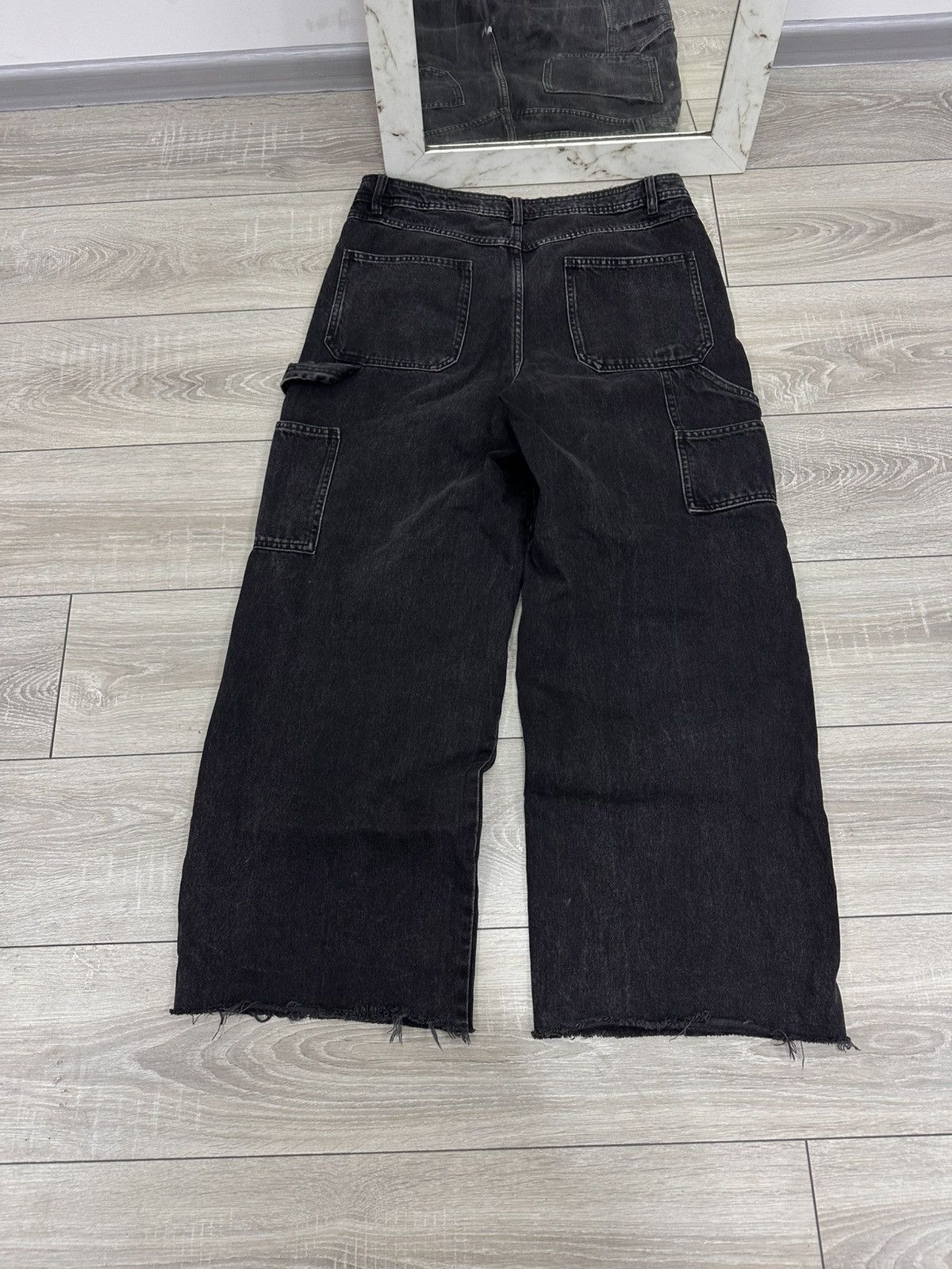 Japanese Brand Baggy Wide Leg Y2K Black Carpenter Jeans Size US 32 / EU 48 - 5 Thumbnail
