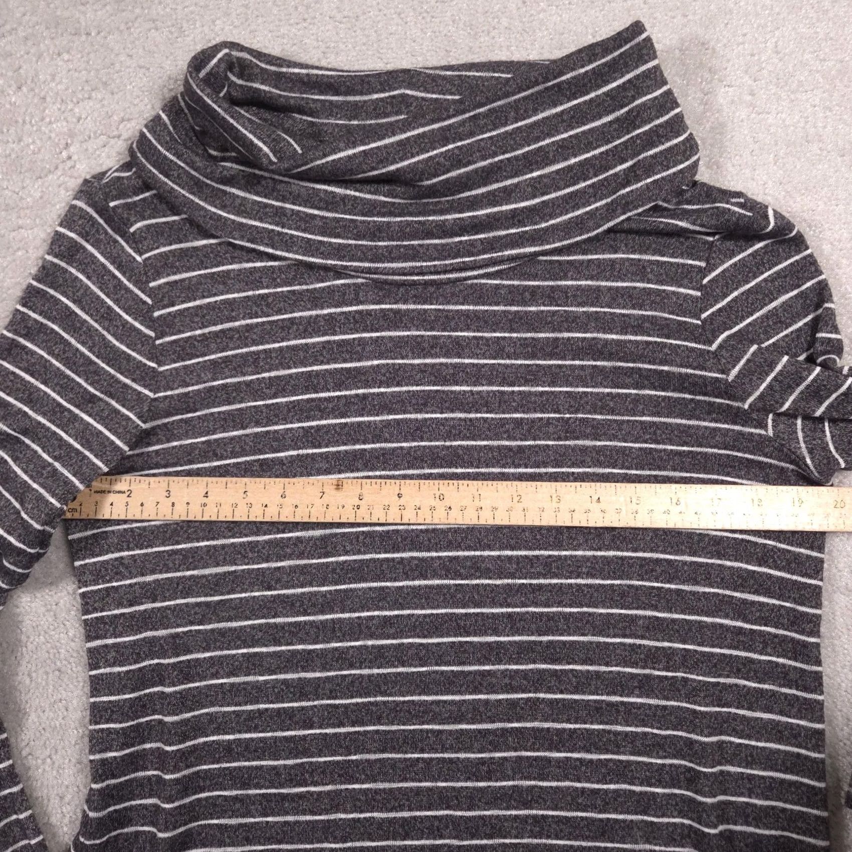 Vintage Chico's Shirt Womens Gray Stripe Cowl Neck Long Sleeve Tunic Top Stretch Size XS / US 0-2 / IT 36-38 - 7 Thumbnail