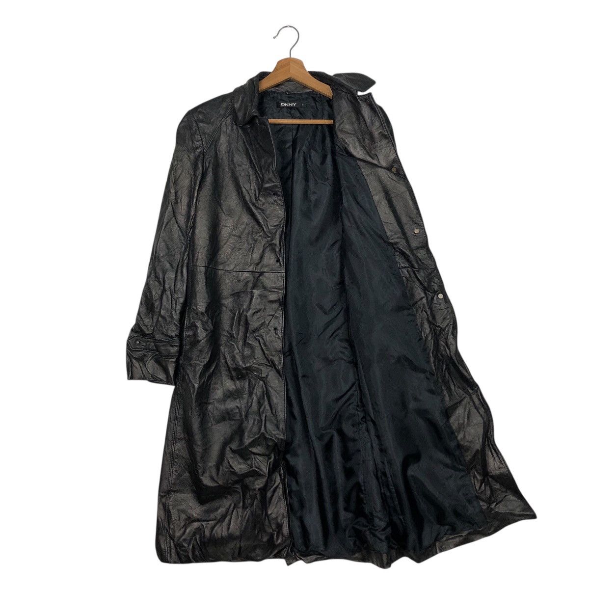 DKNY 📌Rich Black Vintage Leather Long Jacket DKNY Bondage Belted Size US M / EU 48-50 / 2 - 13 Thumbnail