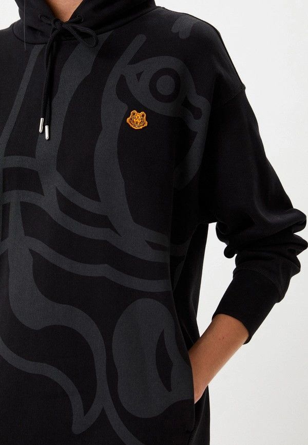 Kenzo o1y1025 Hooded Mini Dress in Black Size XS / US 0-2 / IT 36-38 - 2 Thumbnail