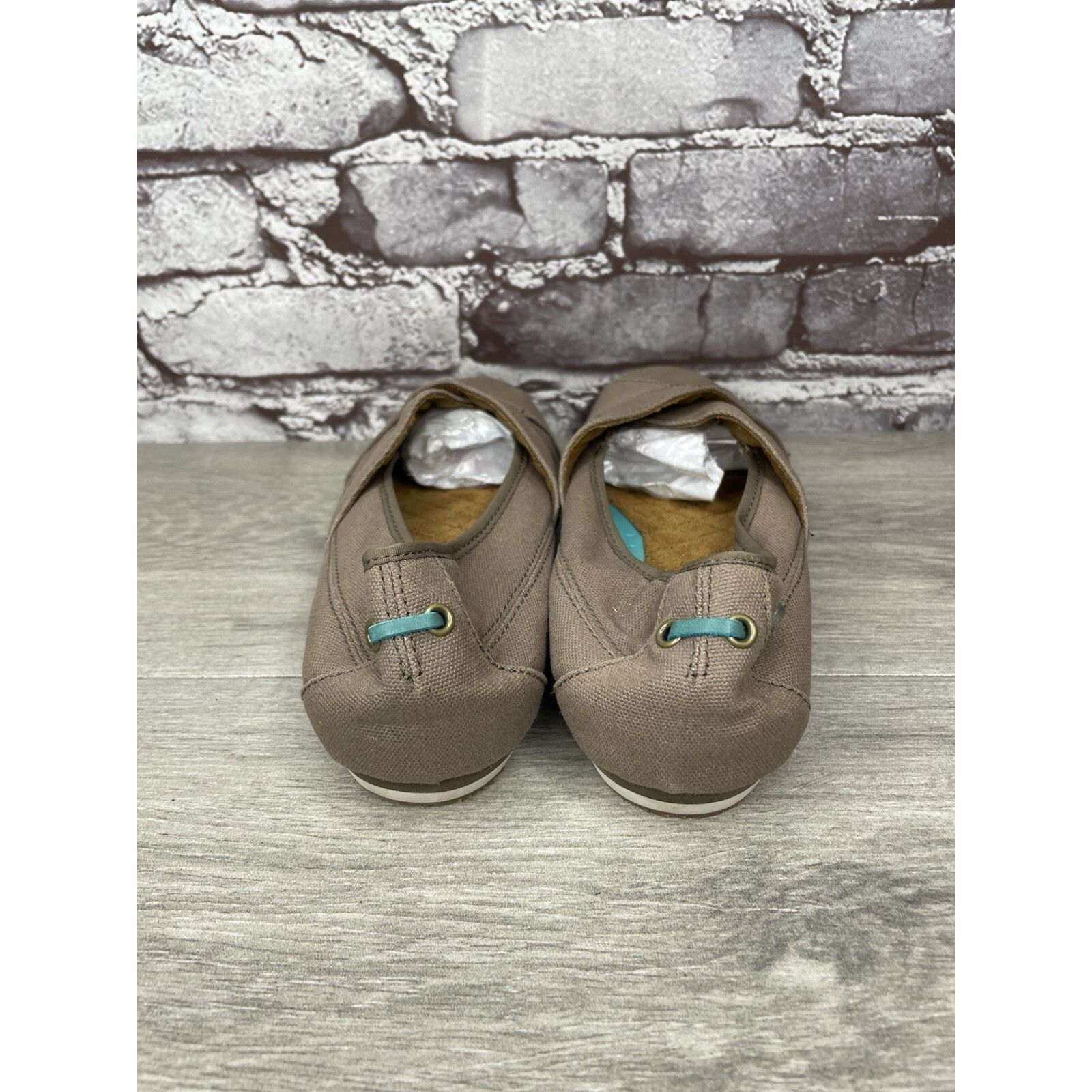 NOZO Mozo Taupe Canvas Fabric Comfort Slip Ballet Flats Shoes Wom Size US 7.5 / IT 37.5 - 4 Thumbnail