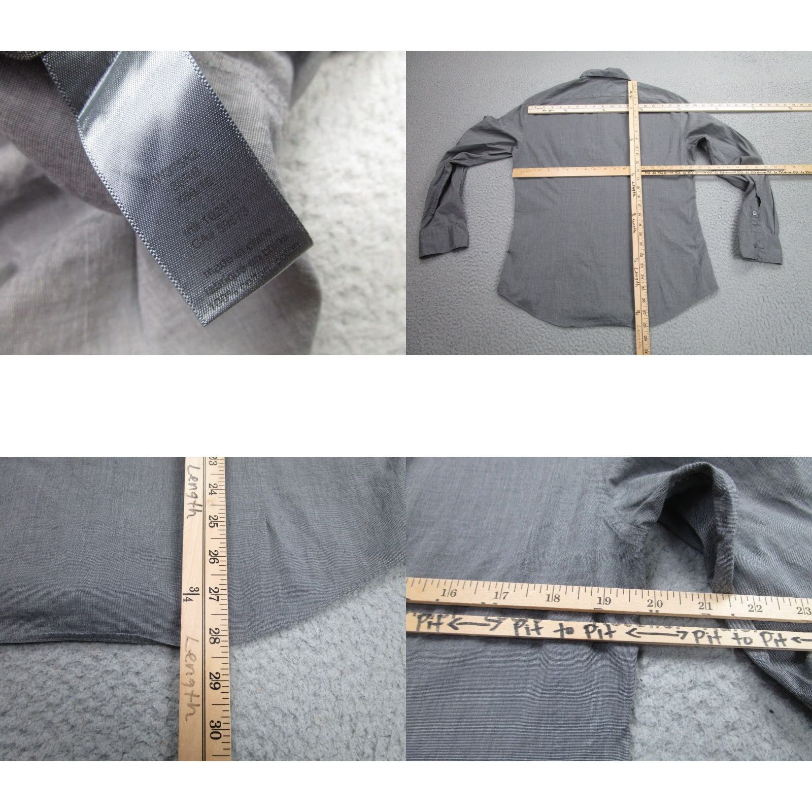 John Varvatos John Varvatos Slim Fit Button-Up Shirt Men Small Gray Long Sleeve Casual Workwear Size US S / EU 44-46 / 1 - 8 Thumbnail