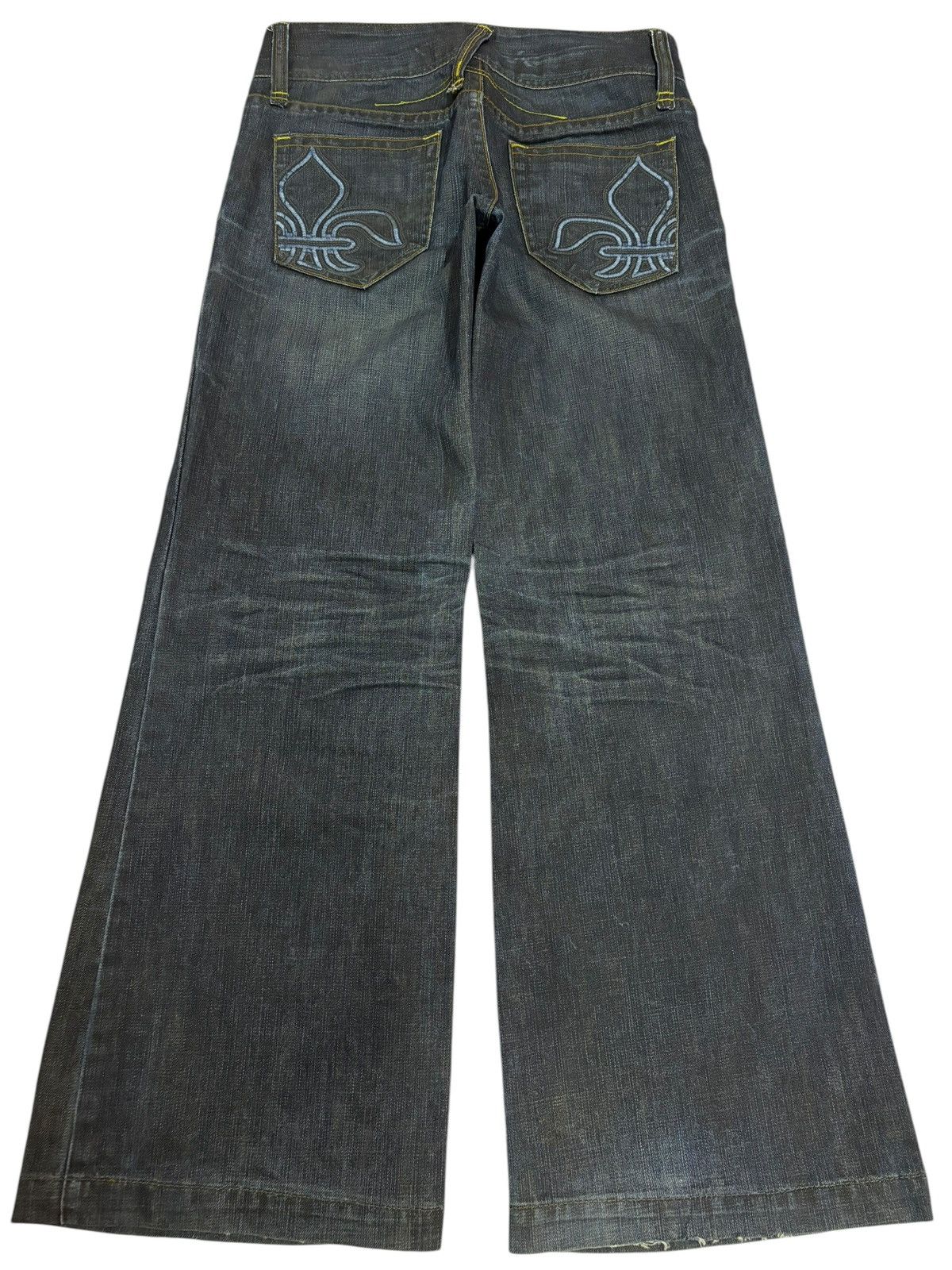 Japanese Brand × Vintage Vintage Anna Kerry Faded Embroidered Flared Jeans Size 31" - 2 Thumbnail
