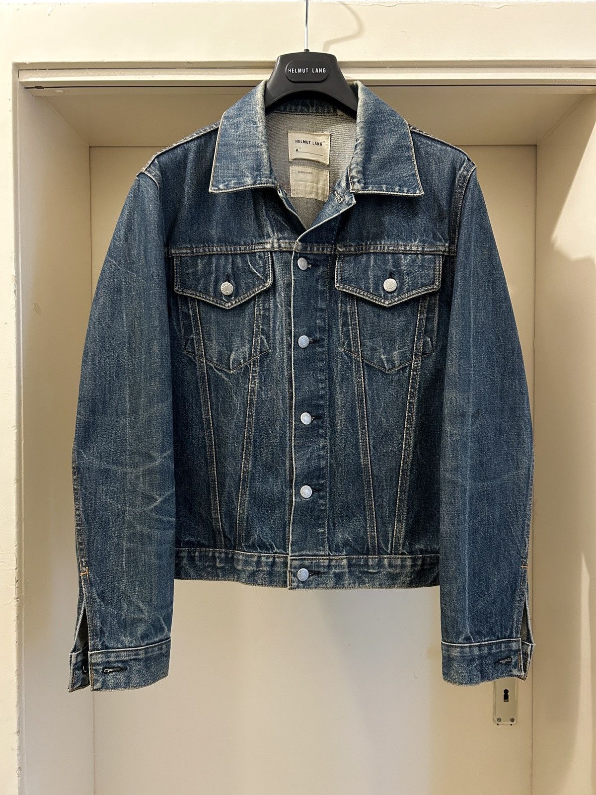 Helmut Lang Helmut Lang 1999 Black Wax Coated Denim Oversleeve