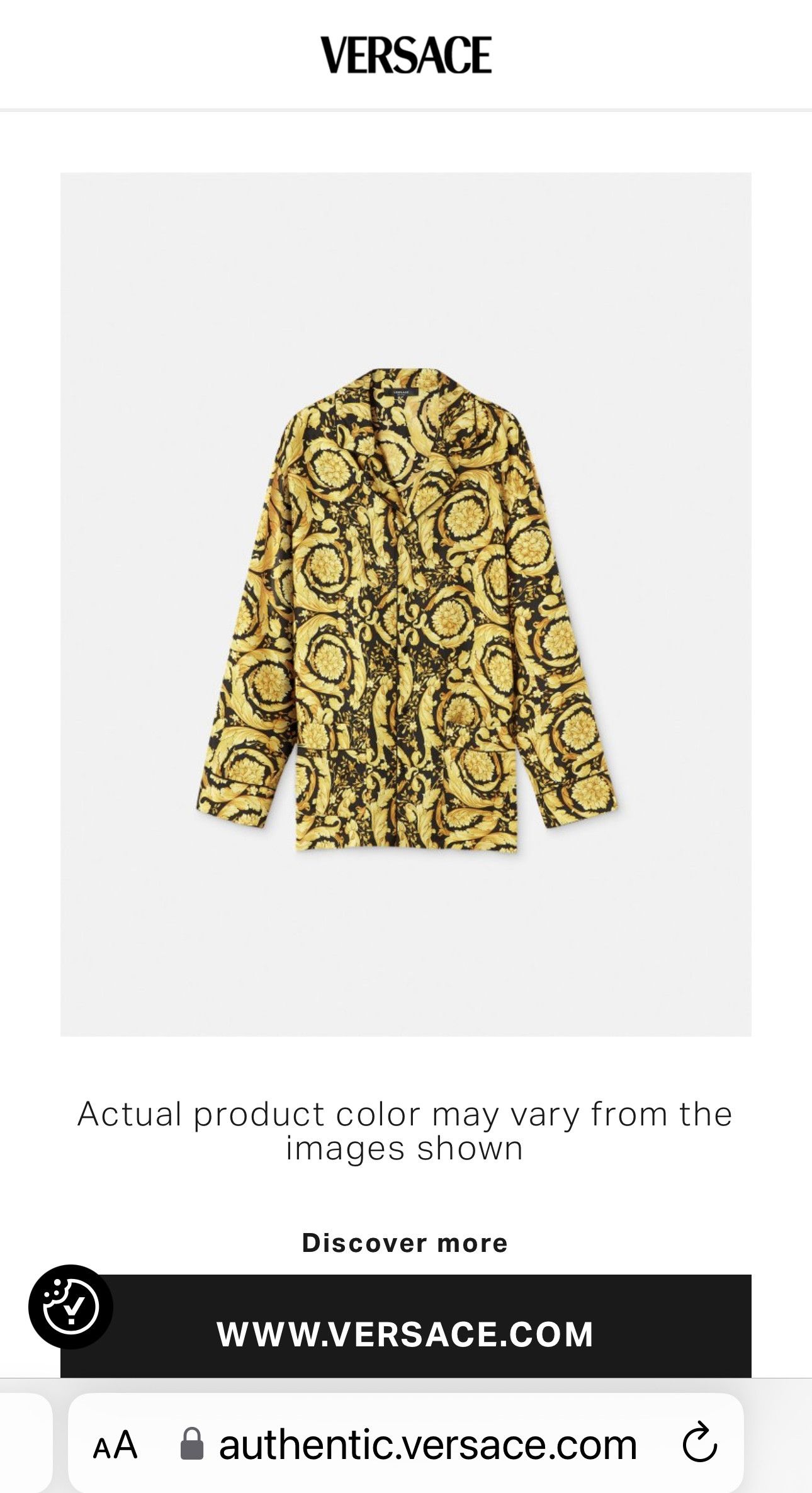 Versace $1,825 VERSACE Barocco-Print SILK PAJAMA TOP Size 4 IT / M Size US M / EU 48-50 / 2 - 13 Thumbnail