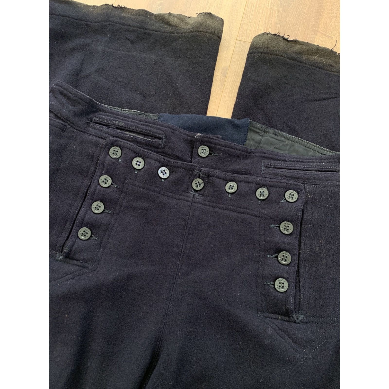 Vintage VINTAGE The Seafarer MENS Wool BLUE Sailer Front Button Disco PANTS Size 34x32 Size US 34 / EU 50 - 2 Thumbnail