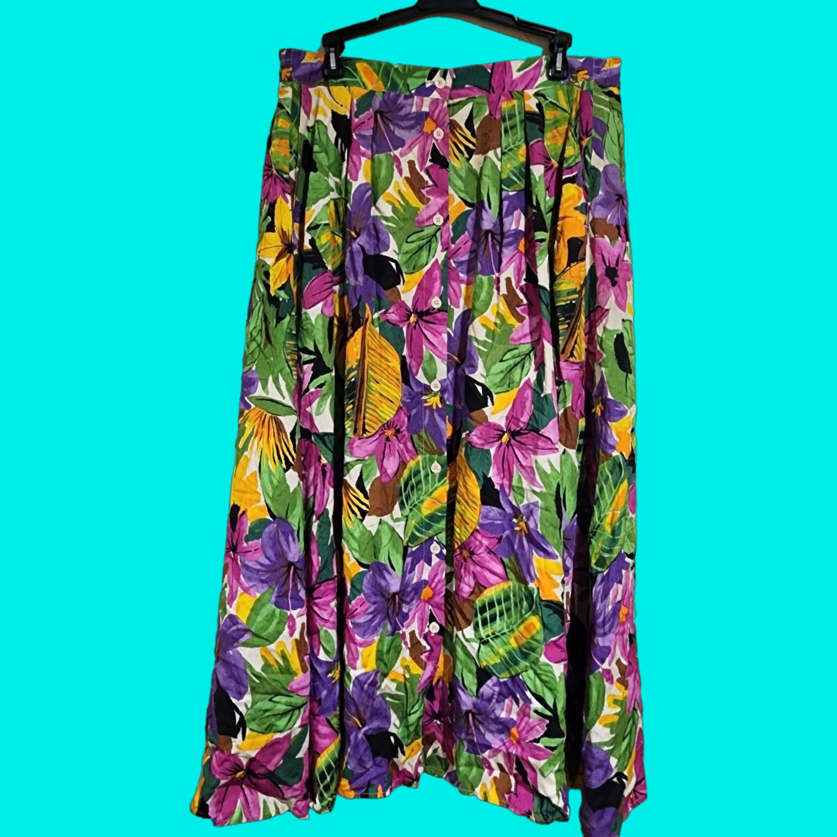 VINTAGE Pendelton Country Sophisticates Floral Maxi Skirt 12 Multicolor Rayon Bohemian Retro Cottagecore Long High Rise Elastic Waist Women Maxi Skirt