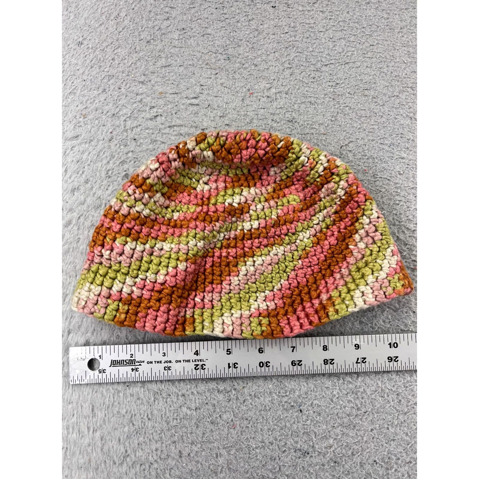 Pinko handmade beanie toque adult one size multicolor pink green acrylic knit hat Beanie Adults Multicolor Knit Cap colors 90s Colorful Ski Mens Size ONE SIZE - 4 Thumbnail