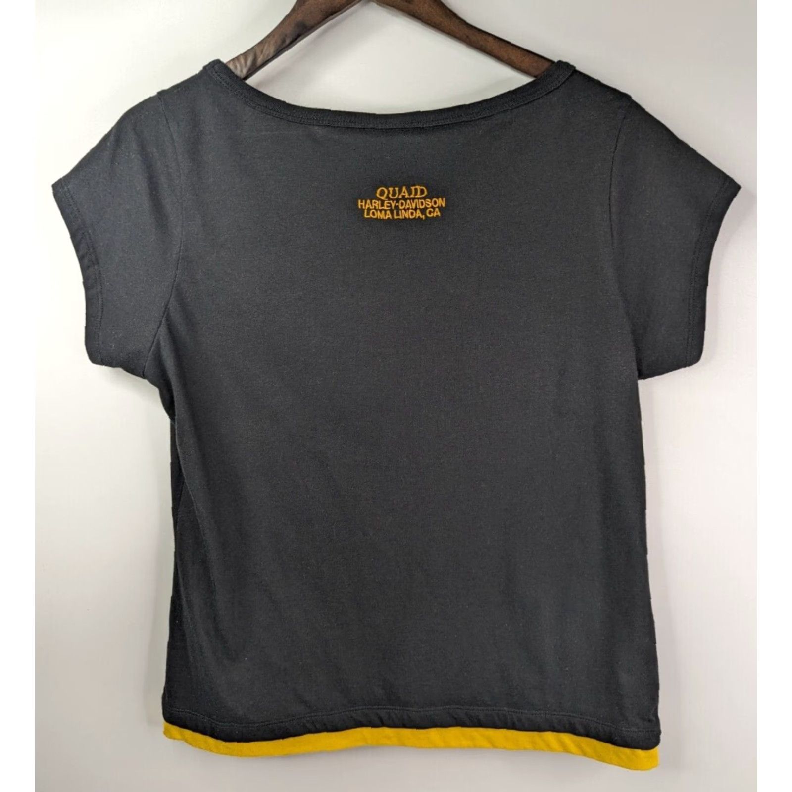 Harley Davidson Harley-Davidson Women's XL T-Shirt Black Yellow Short Sleeve Logo Graphic Slim Regular 100% Cotton Casual Vintage No Size XL / US 12-14 / IT 48-50 - 3 Thumbnail