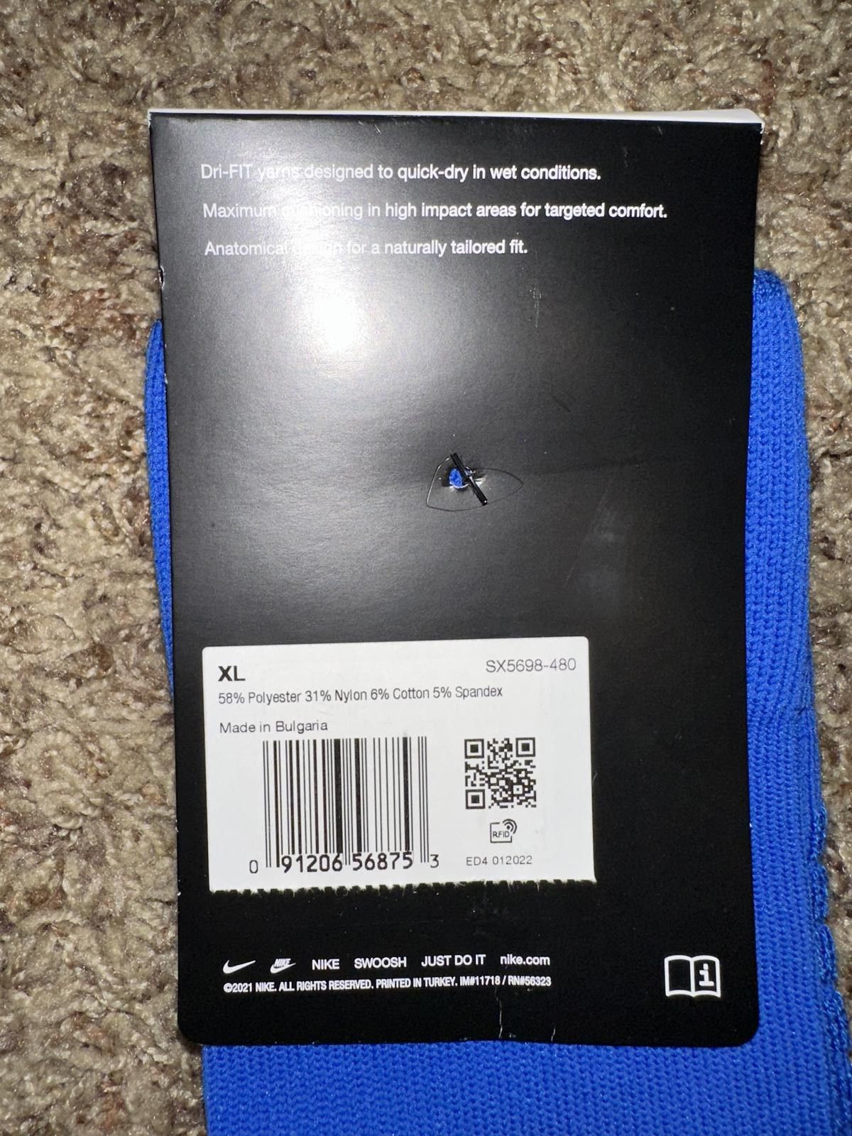 Nike Nike Vapor Football Blue Crew Socks Size ONE SIZE - 7 Thumbnail