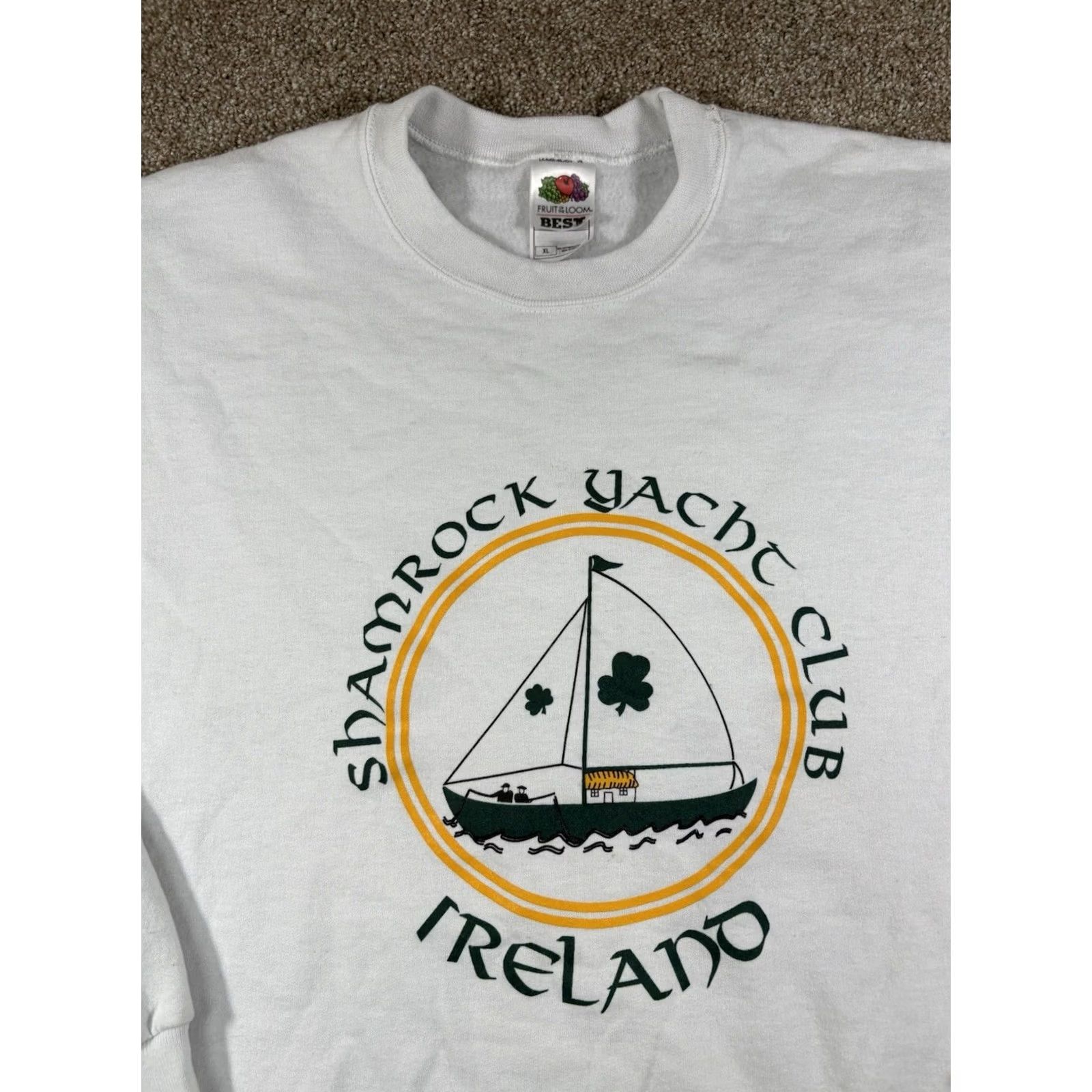 Fruit Of The Loom VINTAGE Fruit of the Loom Shamrock Yacht Club Ireland Crewneck Sweatshirt White XL Unisex Adults XL Size US XL / EU 56 / 4 - 5 Thumbnail