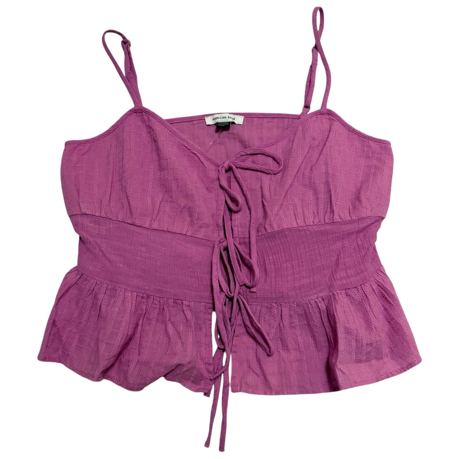 American Eagle Outfitters NEW American Eagle Crop Top Tie Front Camisole Pink Medium Size M / US 6-8 / IT 42-44 - 2 Thumbnail
