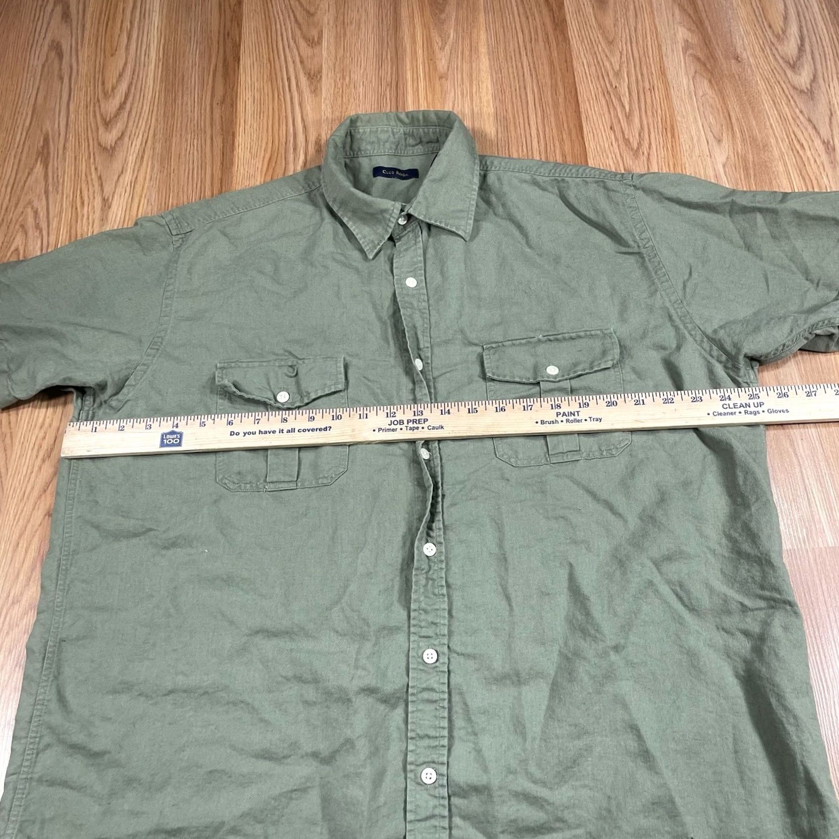 Club Room Club Room Shirt Mens XL Short Sleeve Button-Up Green Linen Blend Collared Casual Breathable Pockets Vintage No? Size US XL / EU 56 / 4 - 5 Thumbnail