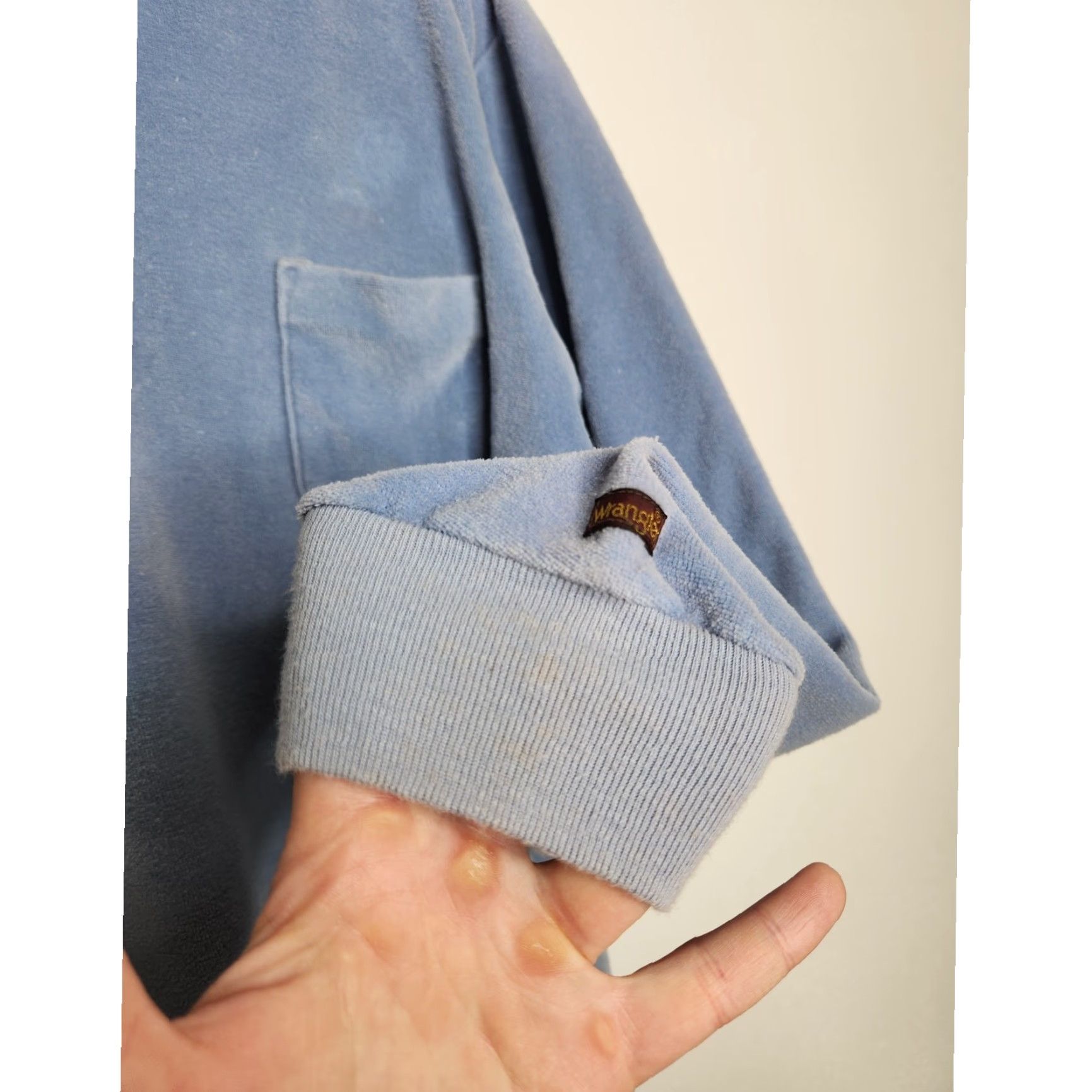 Wrangler VINTAGE Wrangler Crushed Velvet Velour Long Sleeve Henley Polo XL Blue Size US XL / EU 56 / 4 - 7 Thumbnail
