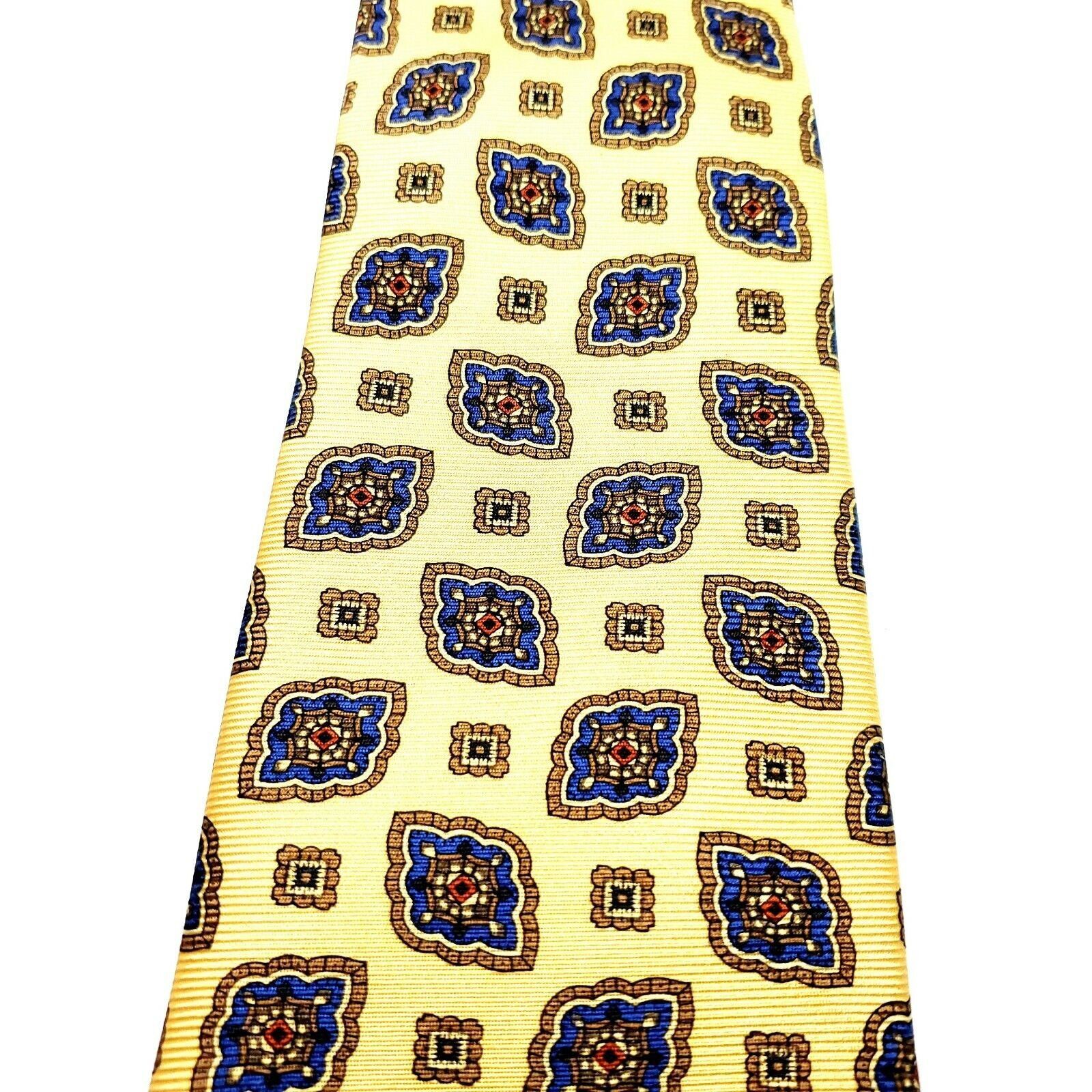 Jos. A. Bank Jos A Bank Silk Tie Print Yellow Geometric Size ONE SIZE - 2 Thumbnail