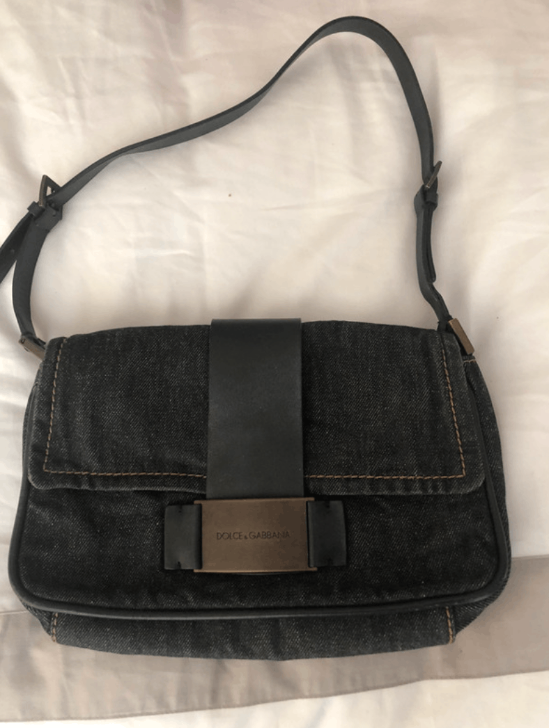 Dolce Gabbana Bag Shoulder Purse Denim Small Vintage in Grey, Women's