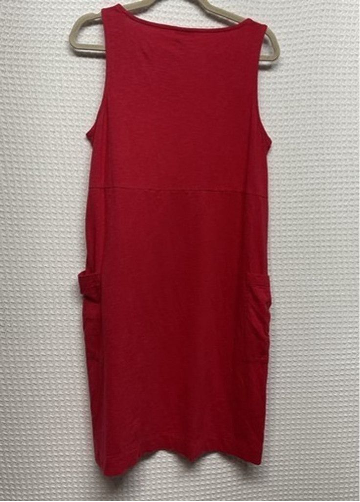 J. Jill J. Jill Red Cotton V-Neck Sleeveles Shift Midi Dress Women S Size S / US 4 / IT 40 - 8 Thumbnail
