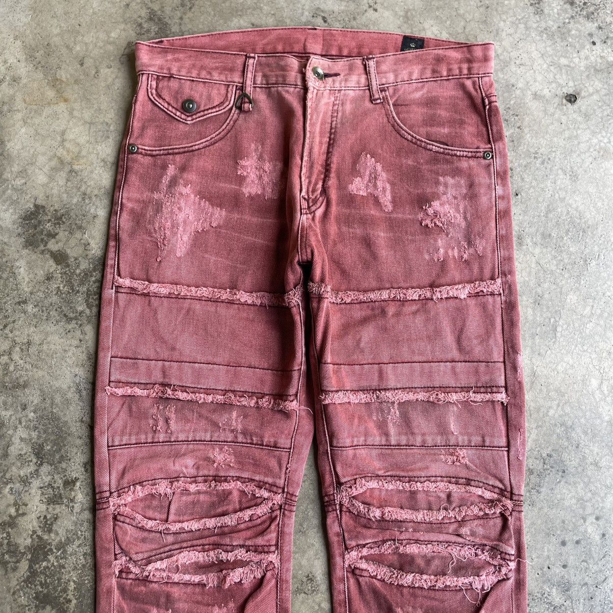 semanticdesign 🔥🇯🇵Semantic Design Emo Rock Gothic Bikers Maroon Denim Jeans Size US 33 - 2 Thumbnail
