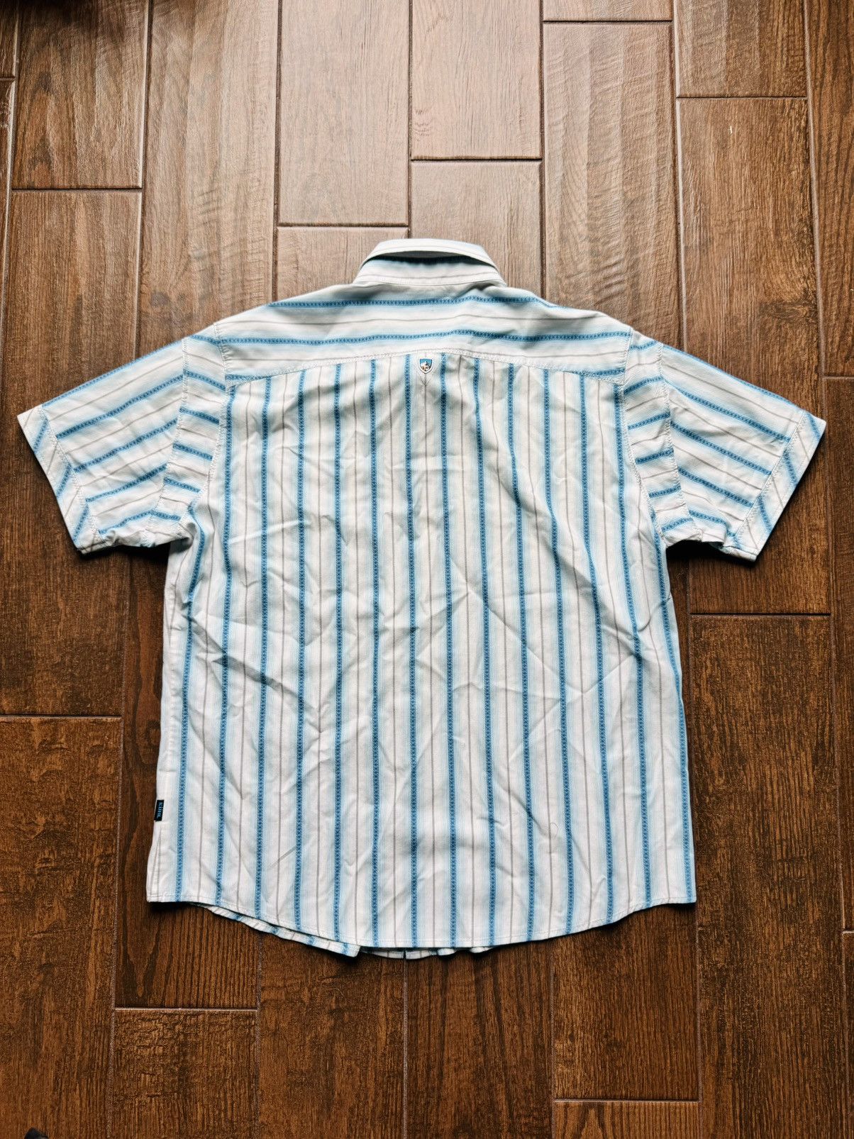 Kuhl KUHL Shirt Suncel Men L Button Up Short Sleeve Blue Striped Size US L / EU 52-54 / 3 - 2 Thumbnail