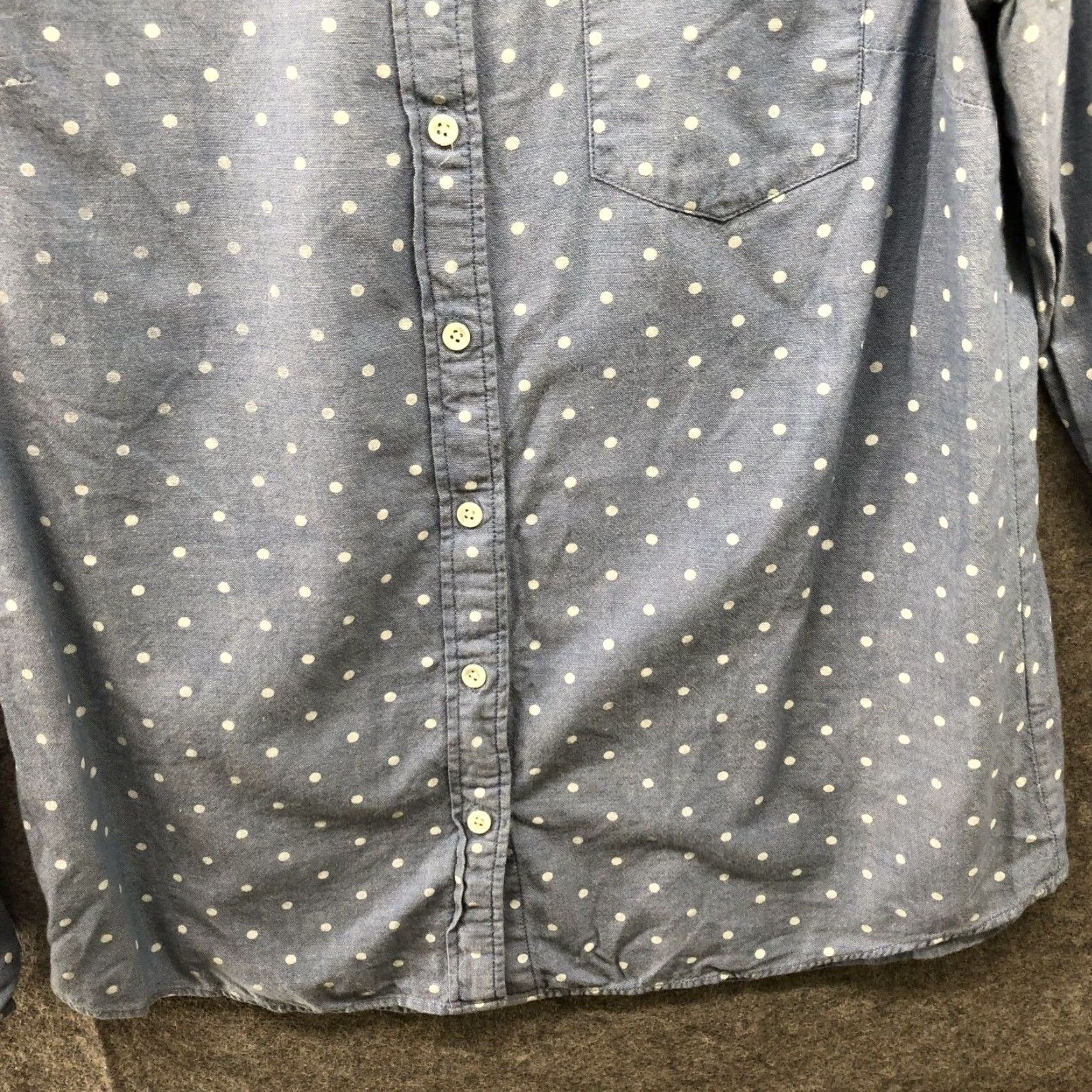 J.Crew J.CREW Shirt Womens Size 6 Blue Long Sleeve White Polka Dot Cotton Button-Up Boy Fit Size M / US 6-8 / IT 42-44 - 4 Thumbnail