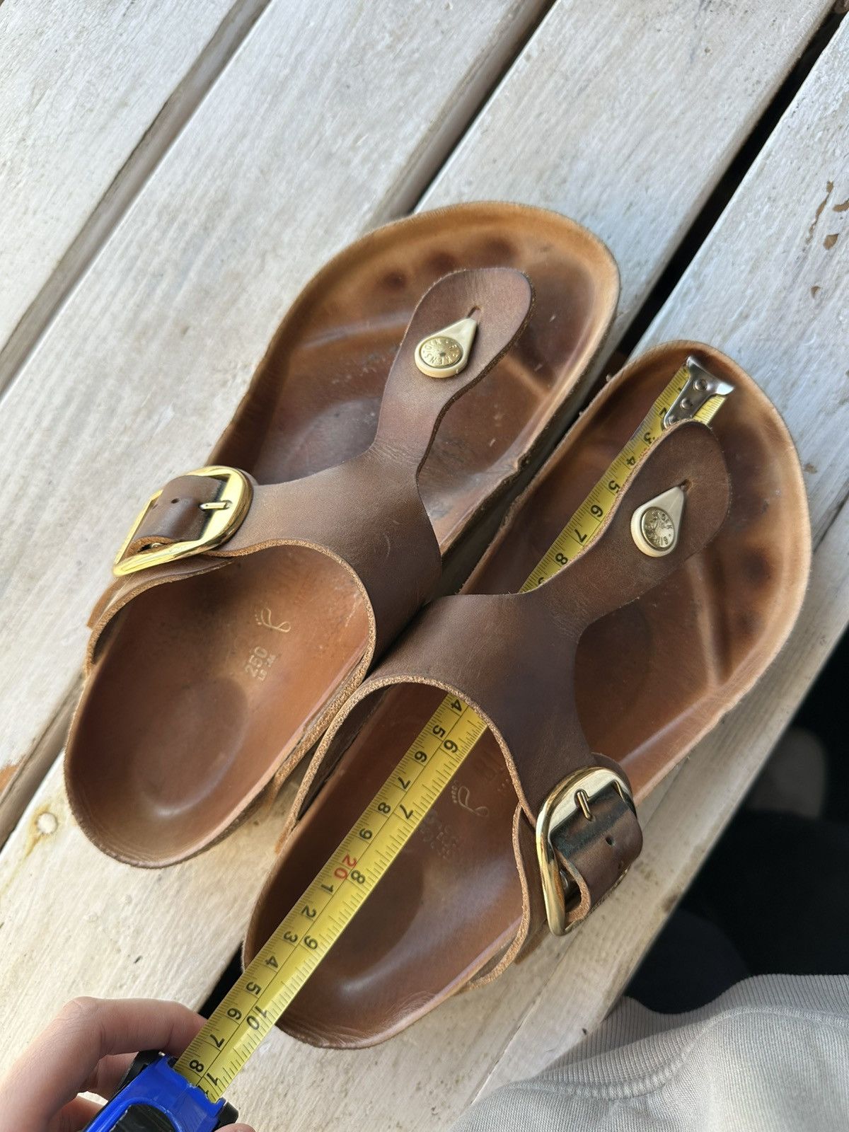 Birkenstock 🚨 VNTG Birkenstock 39 brown unisex Luxe Sandals rare slides Size US 9 / IT 39 - 17 Thumbnail