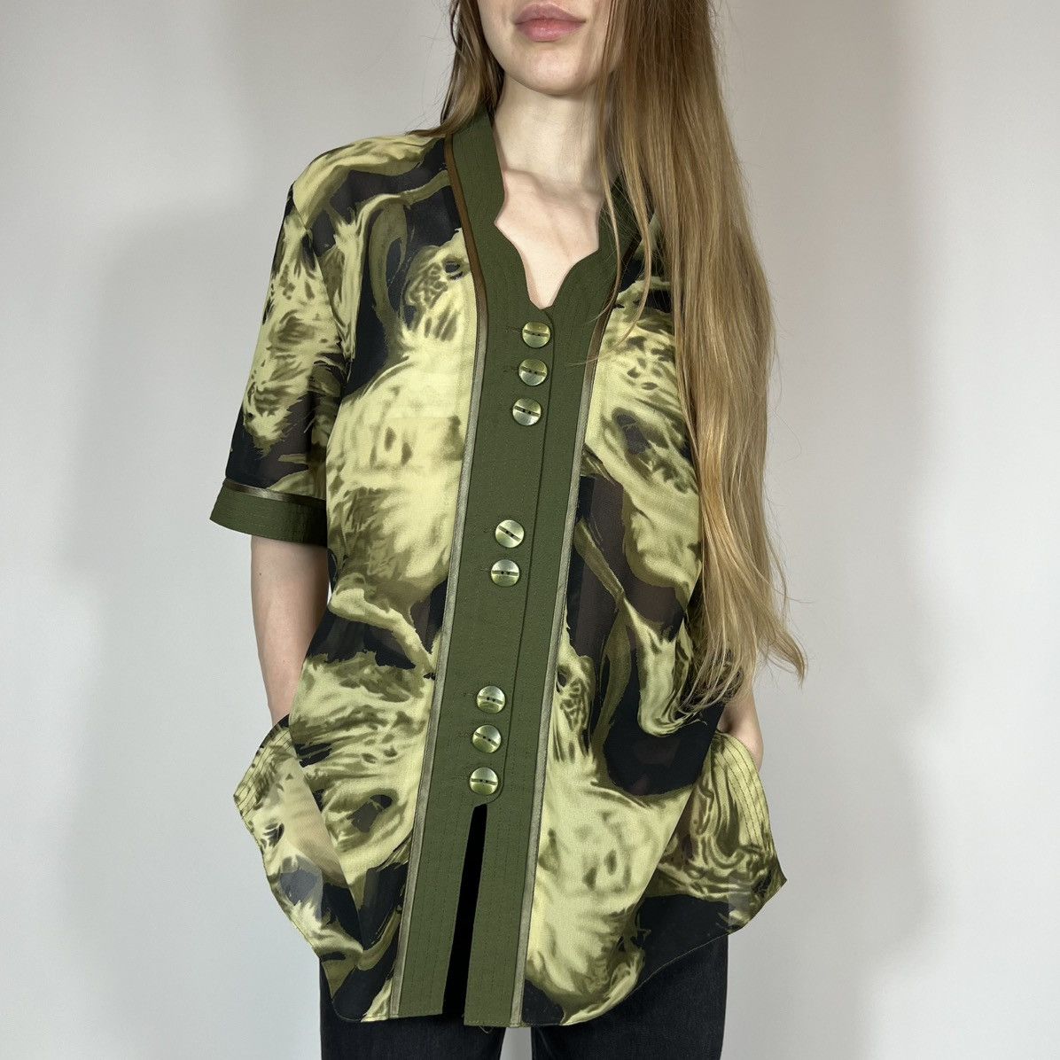 Japanese Brand Vintage Y2K Japanese Style Retro Abstract Print Shirt 90s Size L / US 10 / IT 46 - 1 Thumbnail