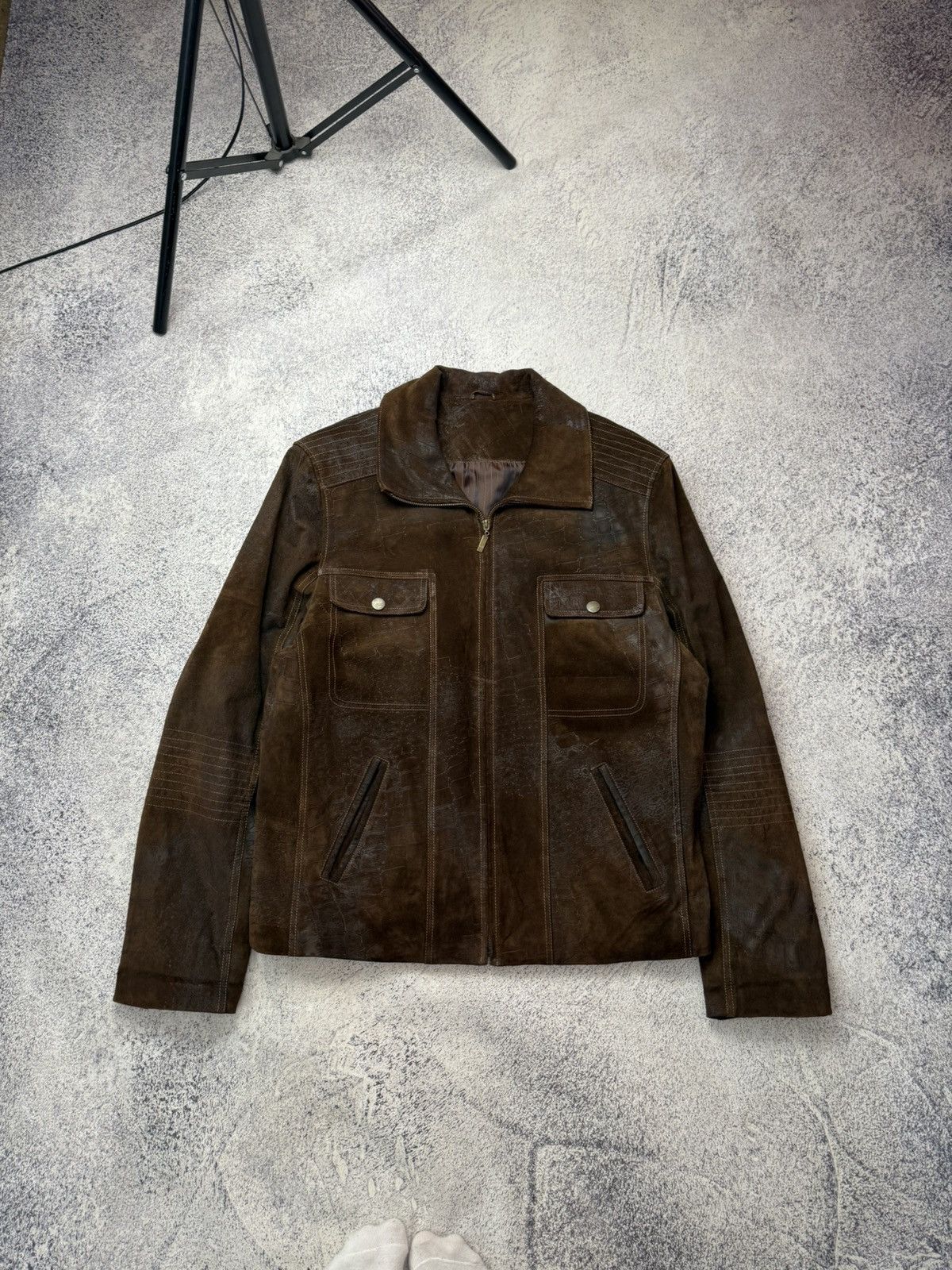Leather Vintage Cowboy Avant Garde Y2K Brown Crazy Leather Jacket Size US L / EU 52-54 / 3 - 16 Thumbnail