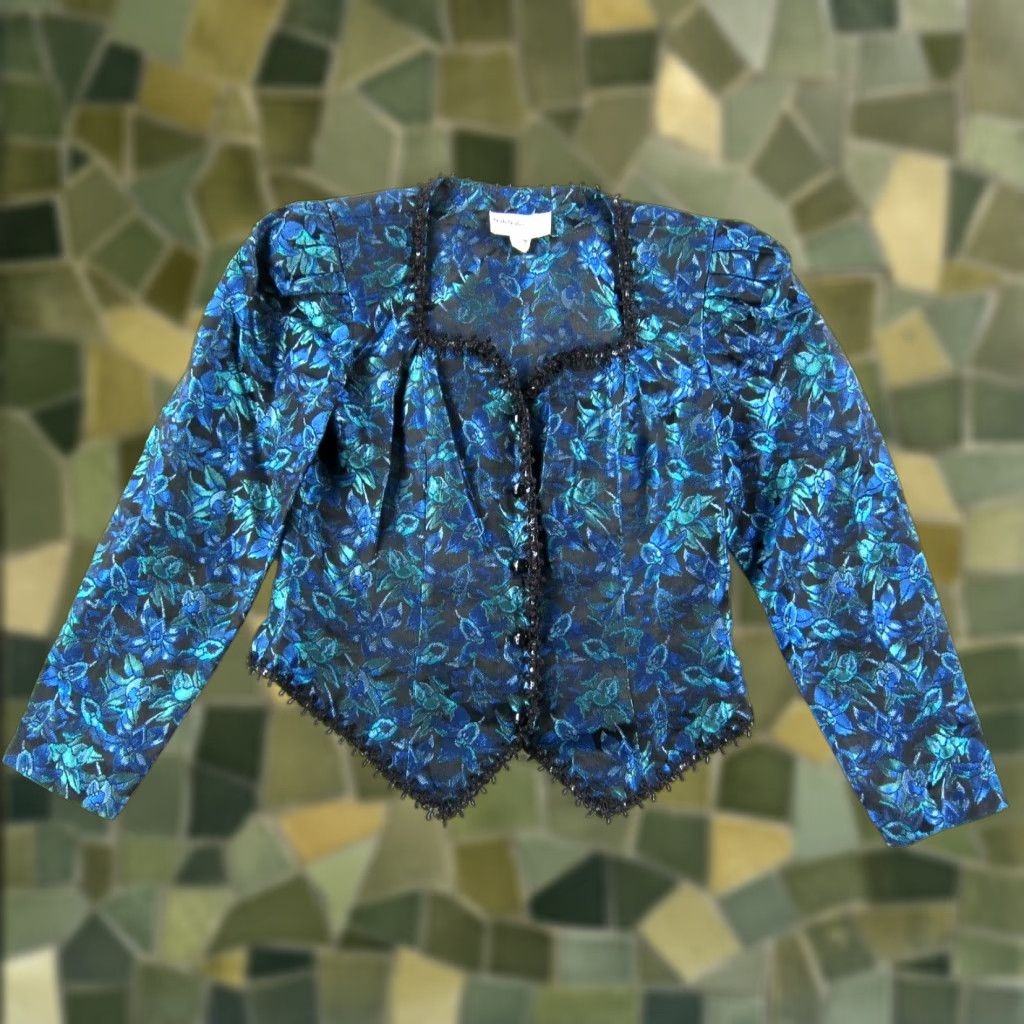 Vintage VINTAGE Nah Nah Collection Jonathan Tait Blue Floral Bolero Blazer Jacket 7/8 Size M / US 6-8 / IT 42-44 - 1 Thumbnail