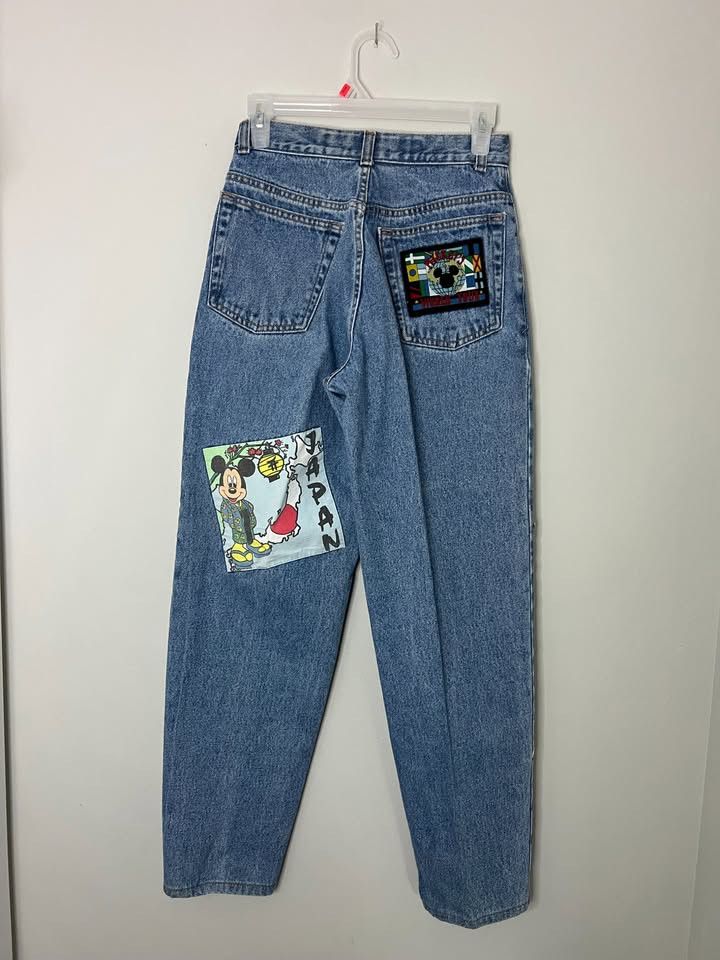 Mickey Mouse Vintage 90s Mickey Blues "World Tour" High-Waisted Jeans Size US 28 / EU 44 - 2 Thumbnail