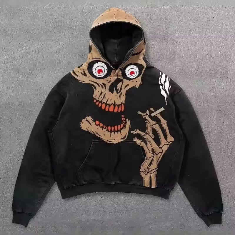 Japanese Brand Smoking Skull Hoodie Size US XL / EU 56 / 4 - 1 Thumbnail
